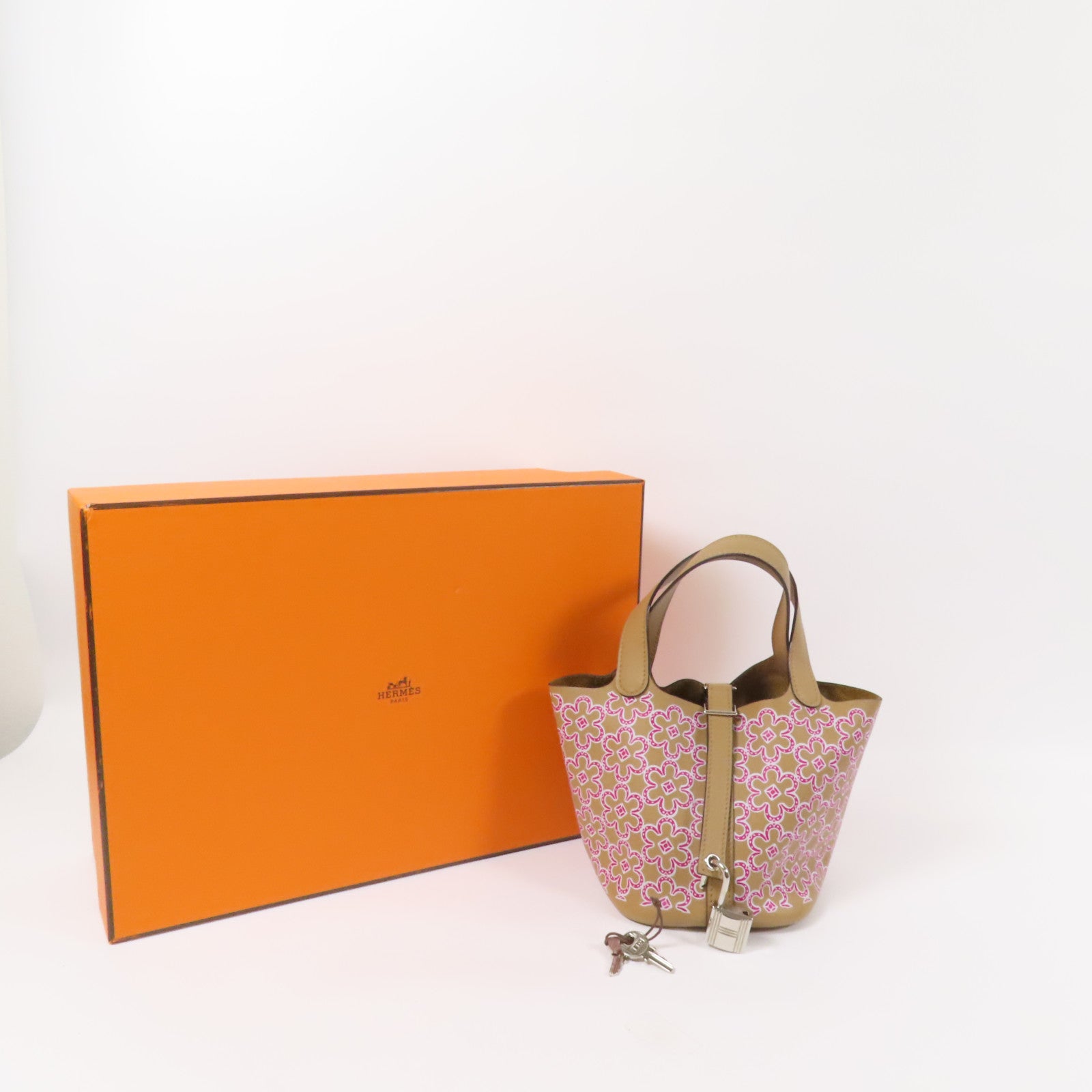 HERMES Swift皮革Micro Picotin Daisy 14銀扣手挽袋Chai