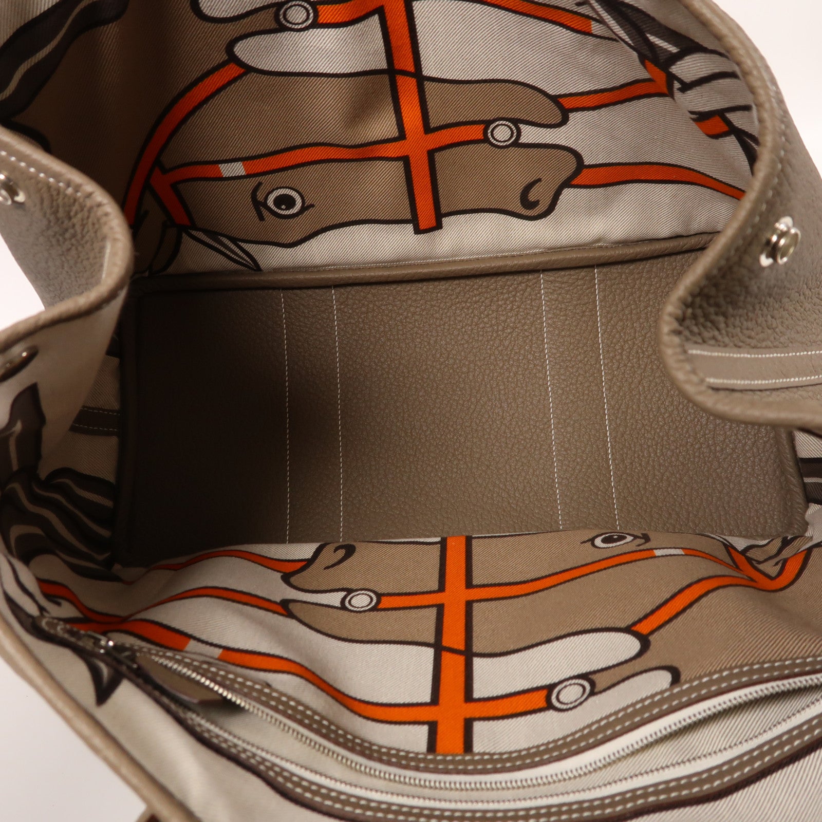 HERMES Negonda皮革Garden Party PM銀扣手挽袋Etoupe