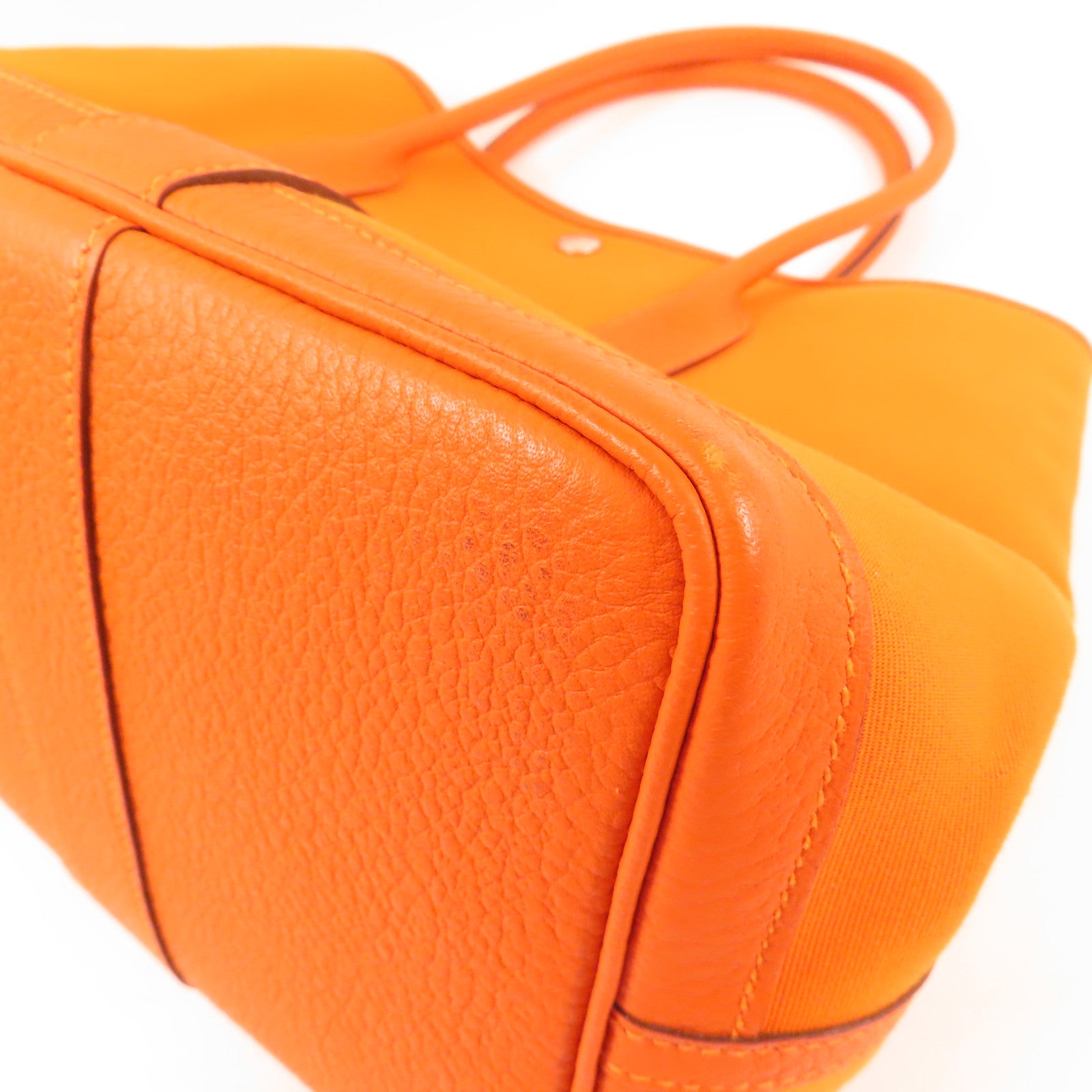 HERMES 帆布Garden Party銀扣手挽袋Orange