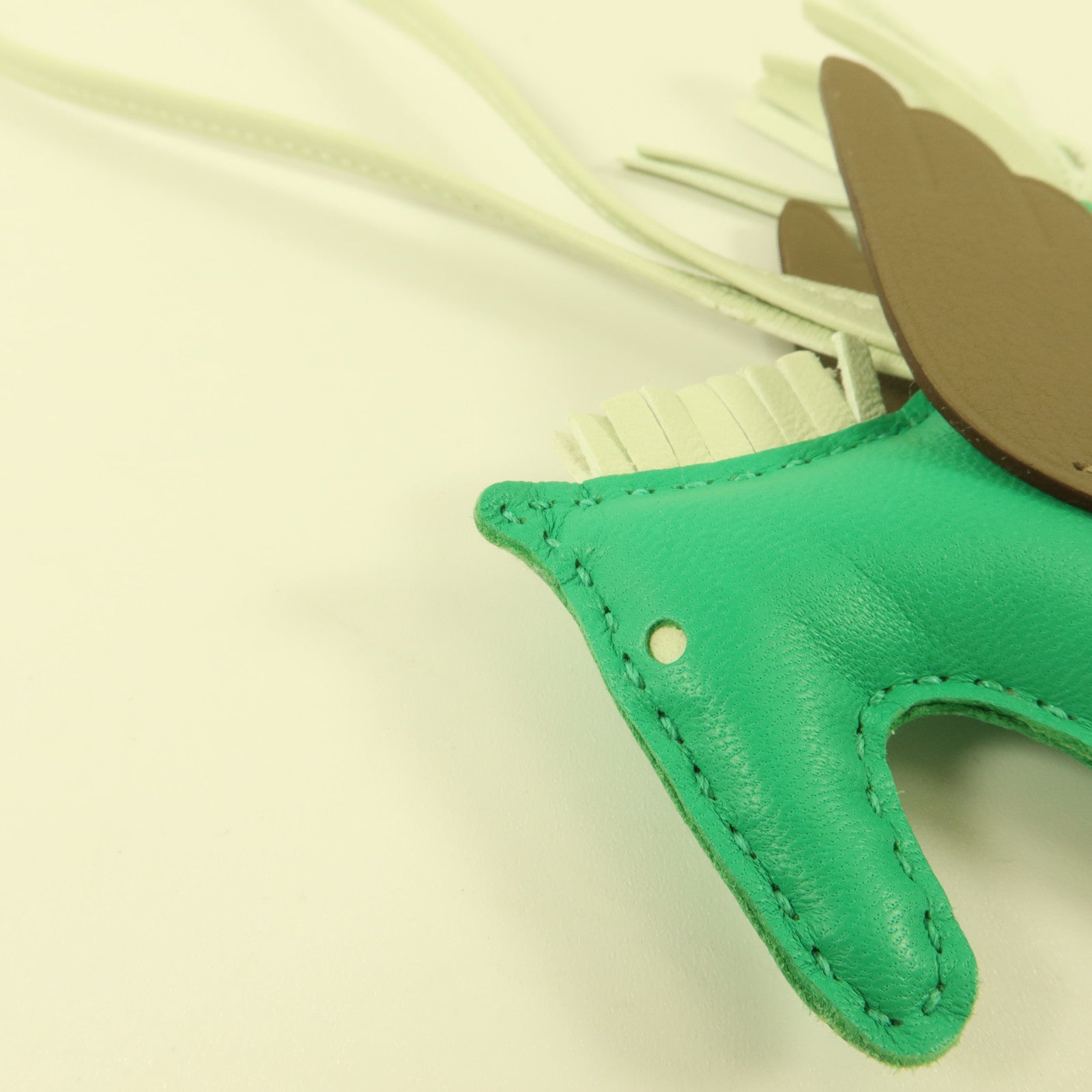 HERMES Milo皮革Rodeo Pegase PM掛飾Menthe/Vert Fizz/Etoupe