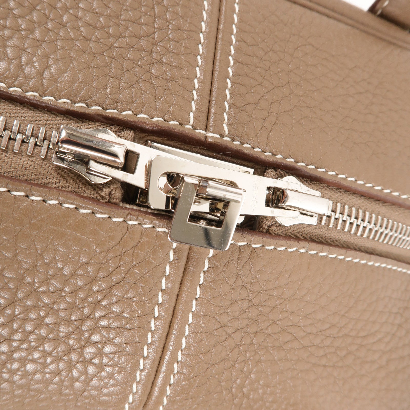 HERMES Clemence皮革Victoria 35手挽袋Etoupe