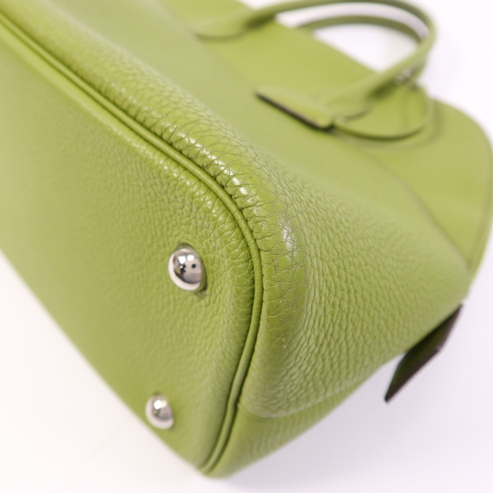 HERMES Togo皮革Bolide1923 30銀扣手挽袋Vert Anis