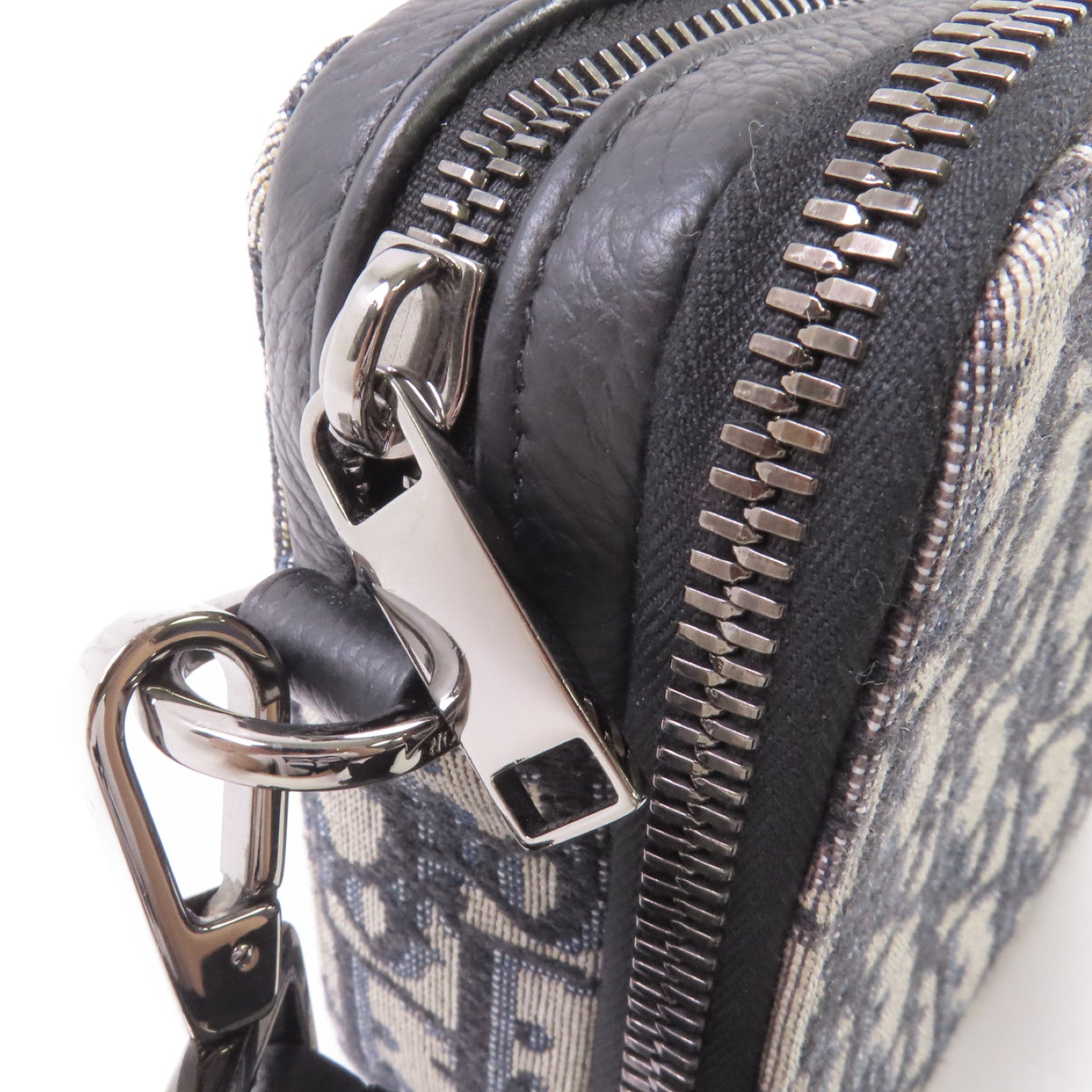 Dior Oblique帆布Zipped Pouch With Shoulder Bag銀扣肩背袋啡色/藍色