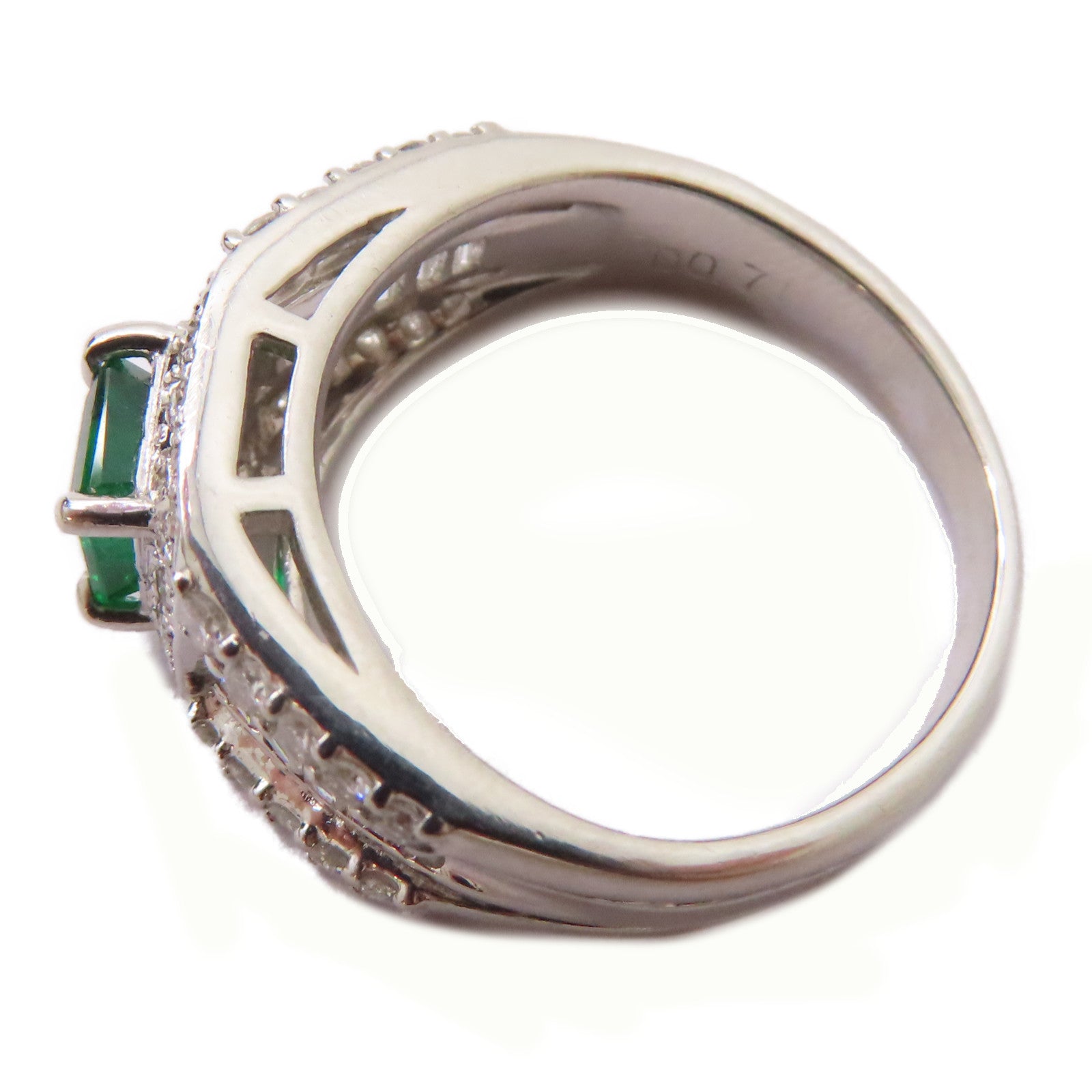 JEWELRY PT900鉑金Emerald/Diamond Ring 0.76ct綠寶石/0.71ct鑽石戒指US#6
