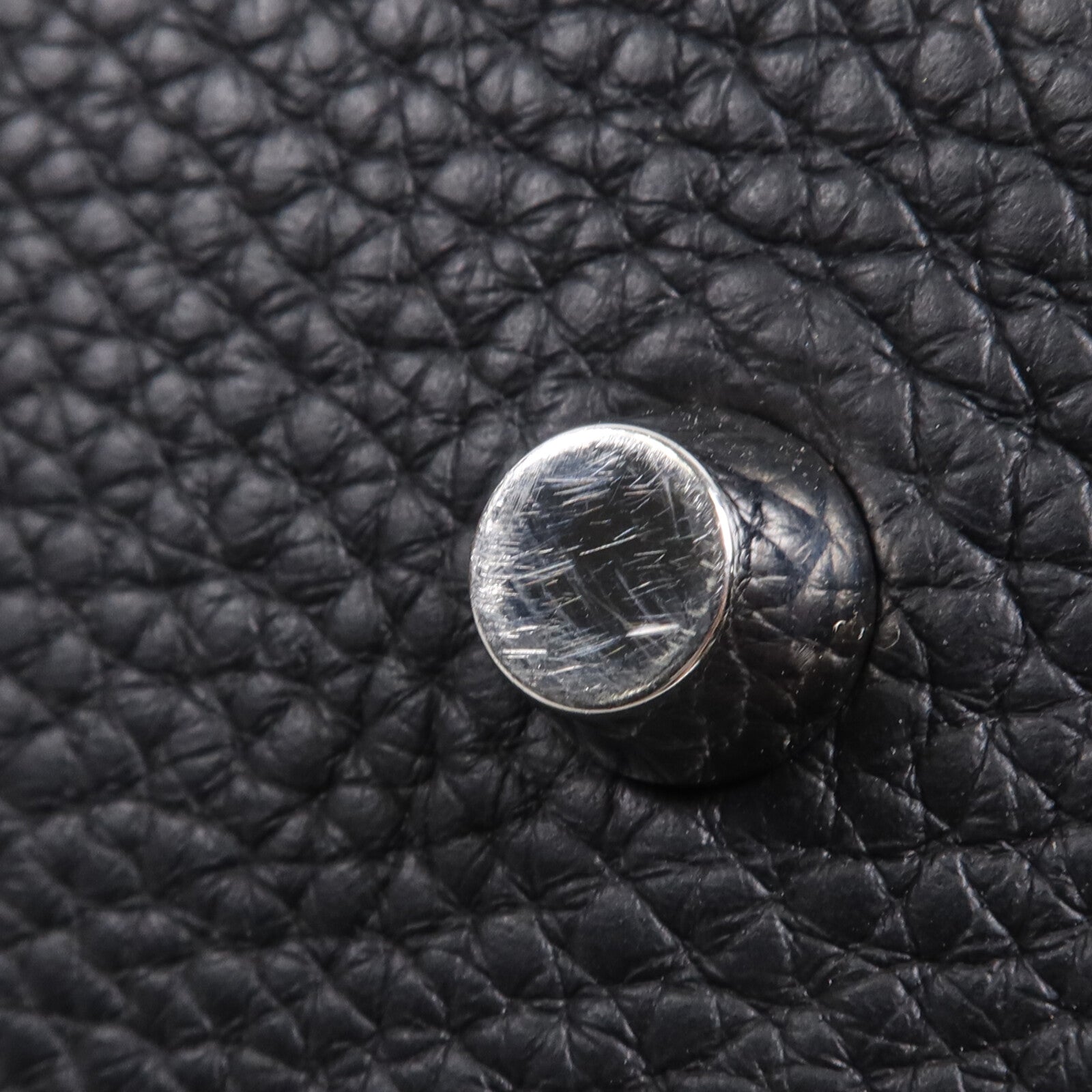 HERMES Clemence皮革Picotin MM銀扣手挽袋Noir