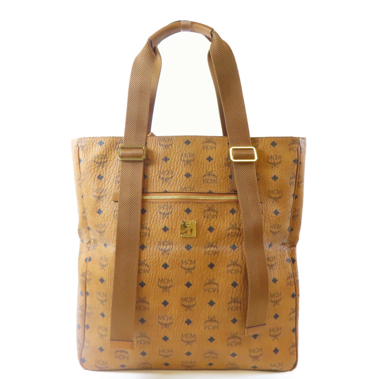 MCM 皮革Tote Bag金扣手挽袋啡色