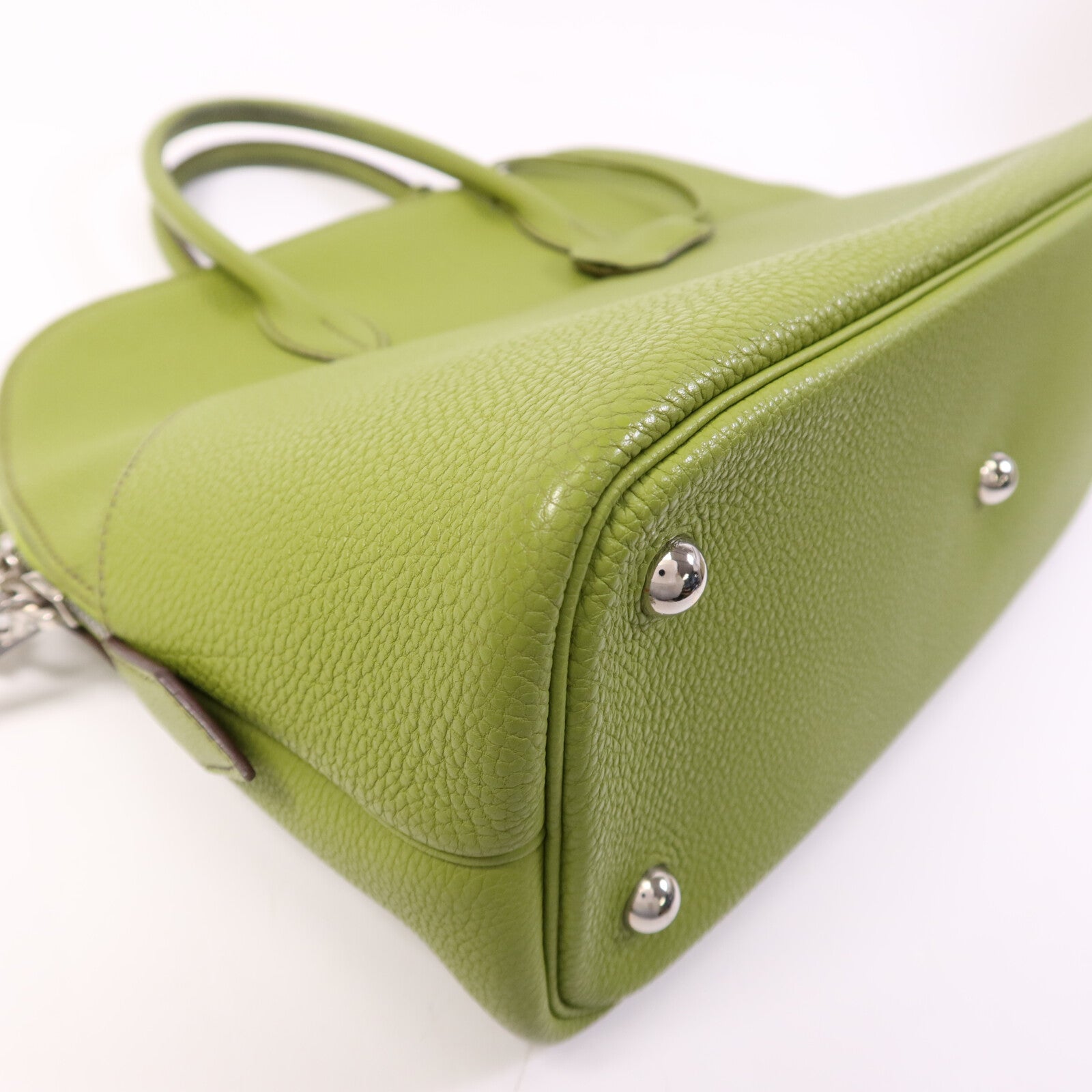 HERMES Togo皮革Bolide1923 30銀扣手挽袋Vert Anis