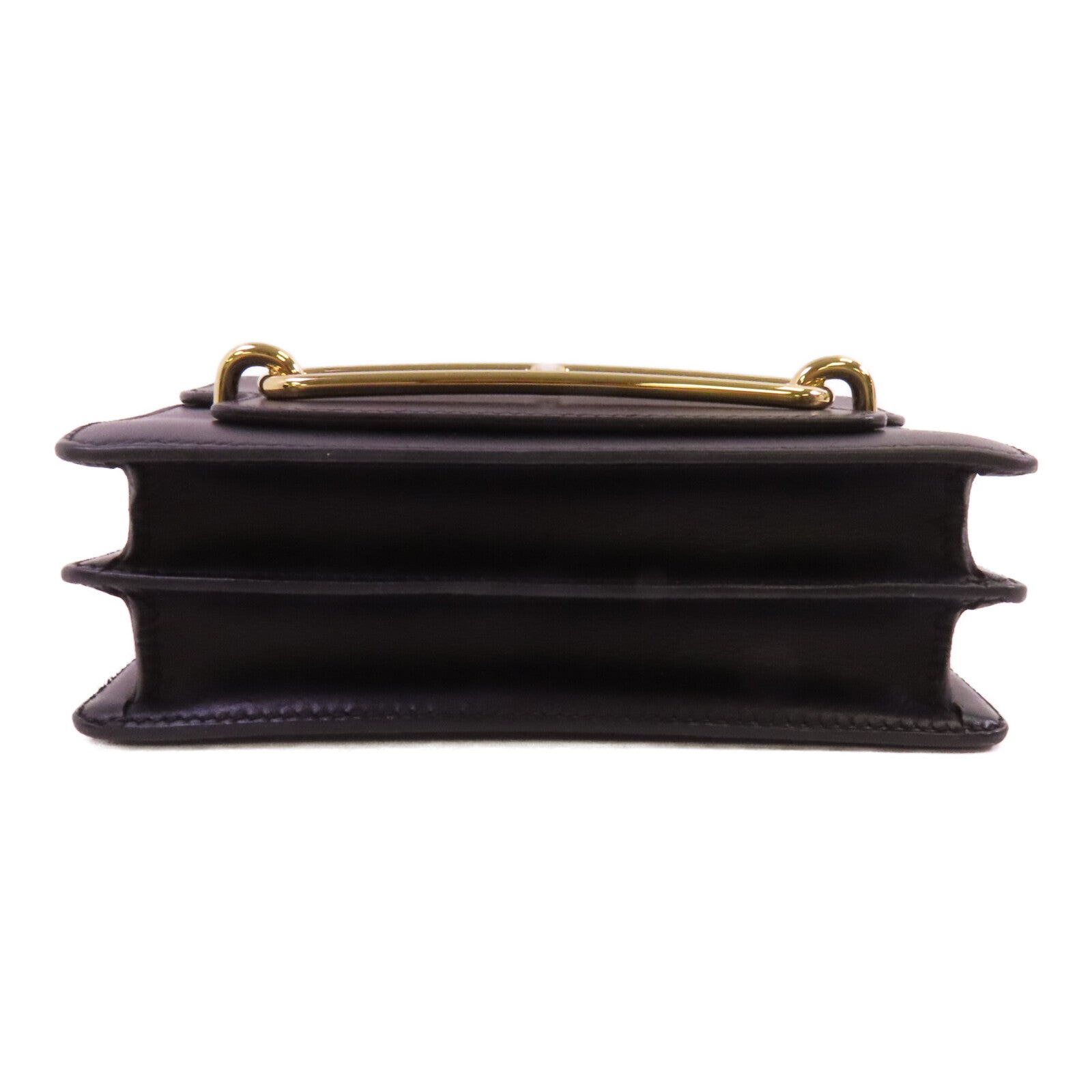 HERMES Allegro皮革Roulis Mini金扣肩背袋Noir