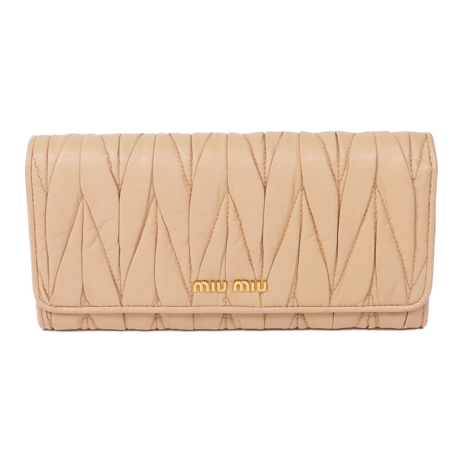 Miu Miu Nappa皮革Matelasse Long Wallet金扣長錢包