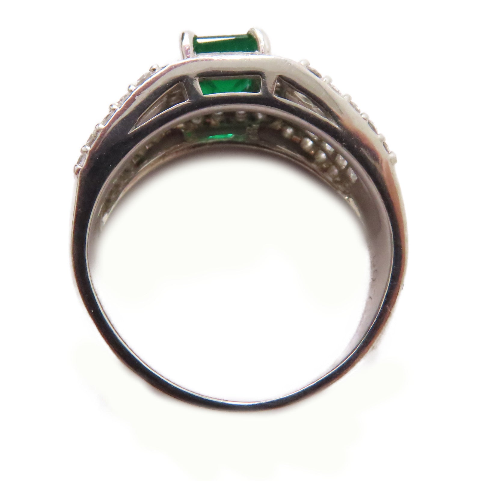 JEWELRY PT900鉑金Emerald/Diamond Ring 0.76ct綠寶石/0.71ct鑽石戒指US#6