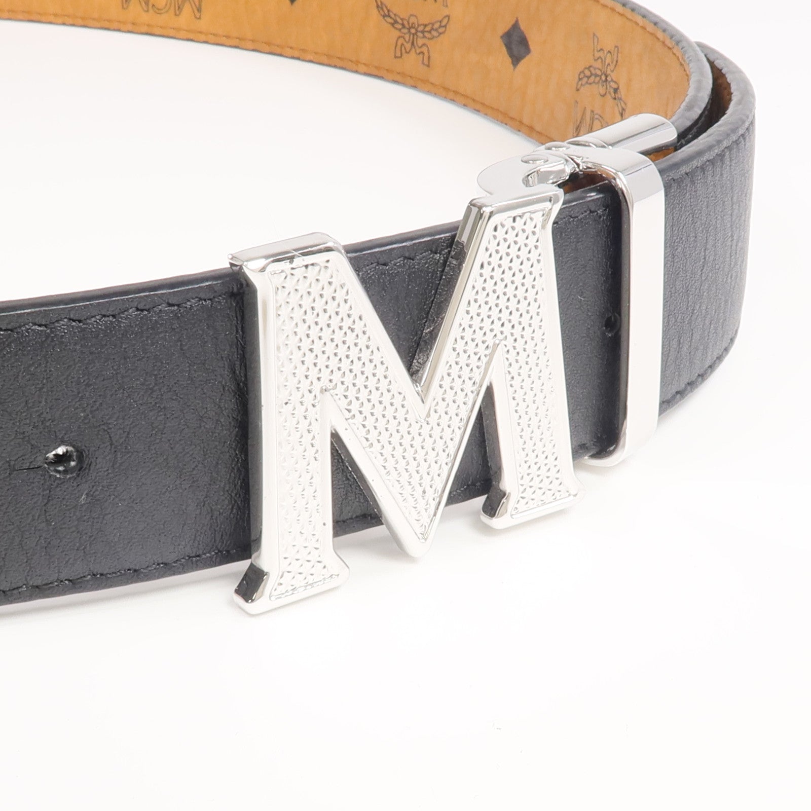 MCM 牛皮皮革Belt銀扣皮帶