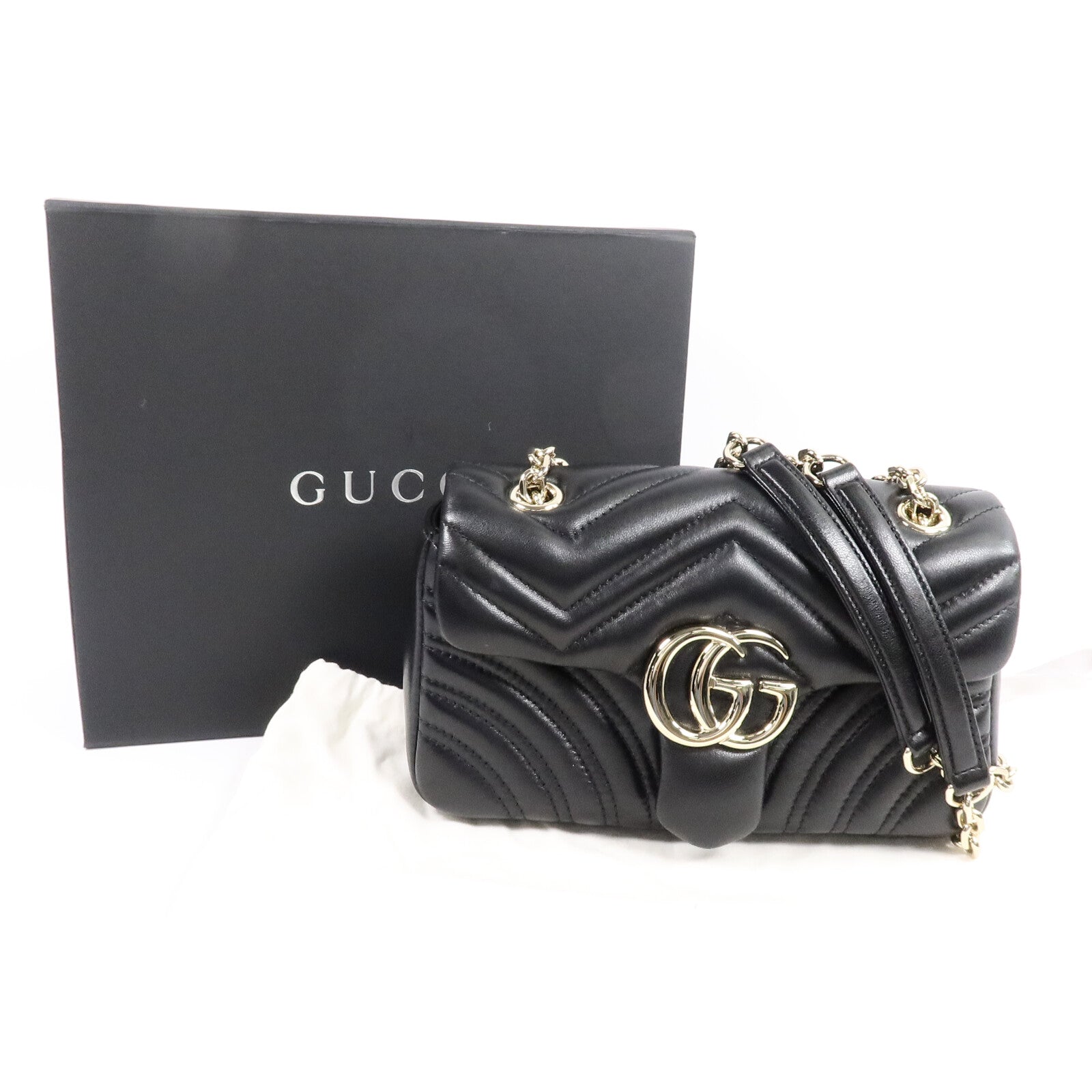 GUCCI 牛皮皮革GG Marmont鏈帶肩背袋