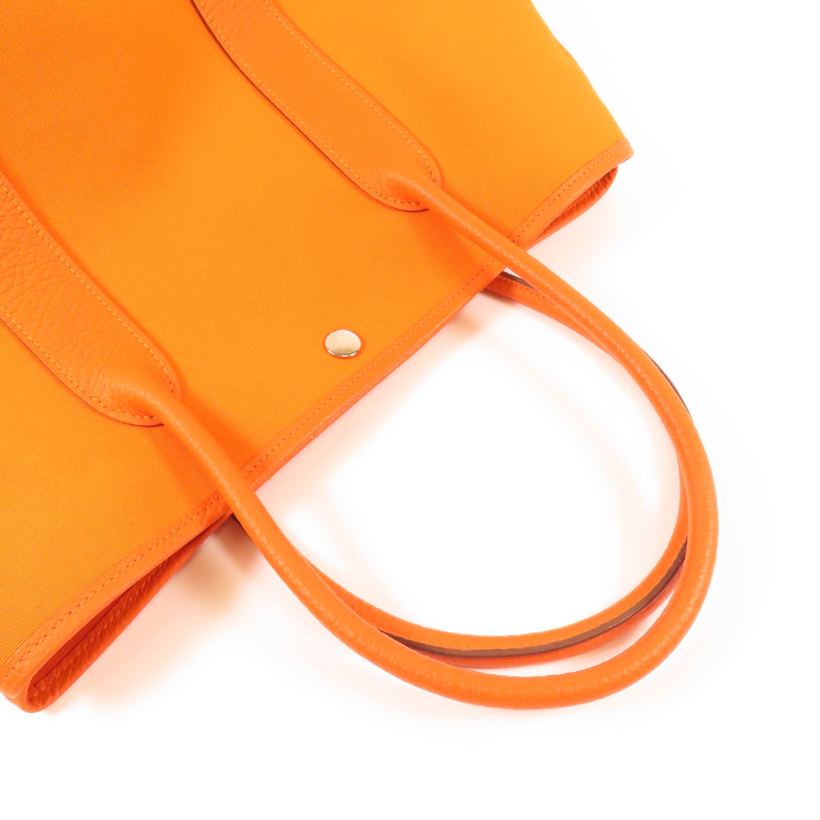 HERMES 帆布Garden Party銀扣手挽袋Orange