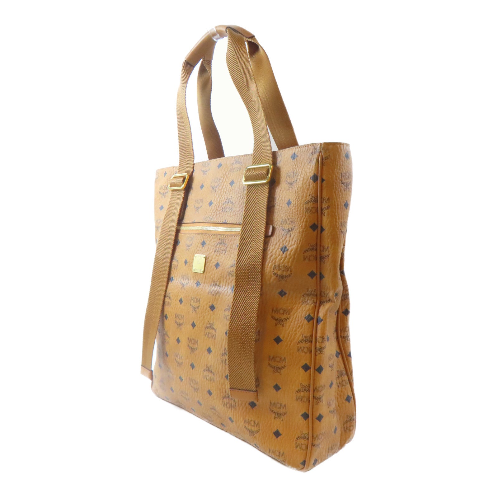MCM 皮革Tote Bag金扣手挽袋啡色