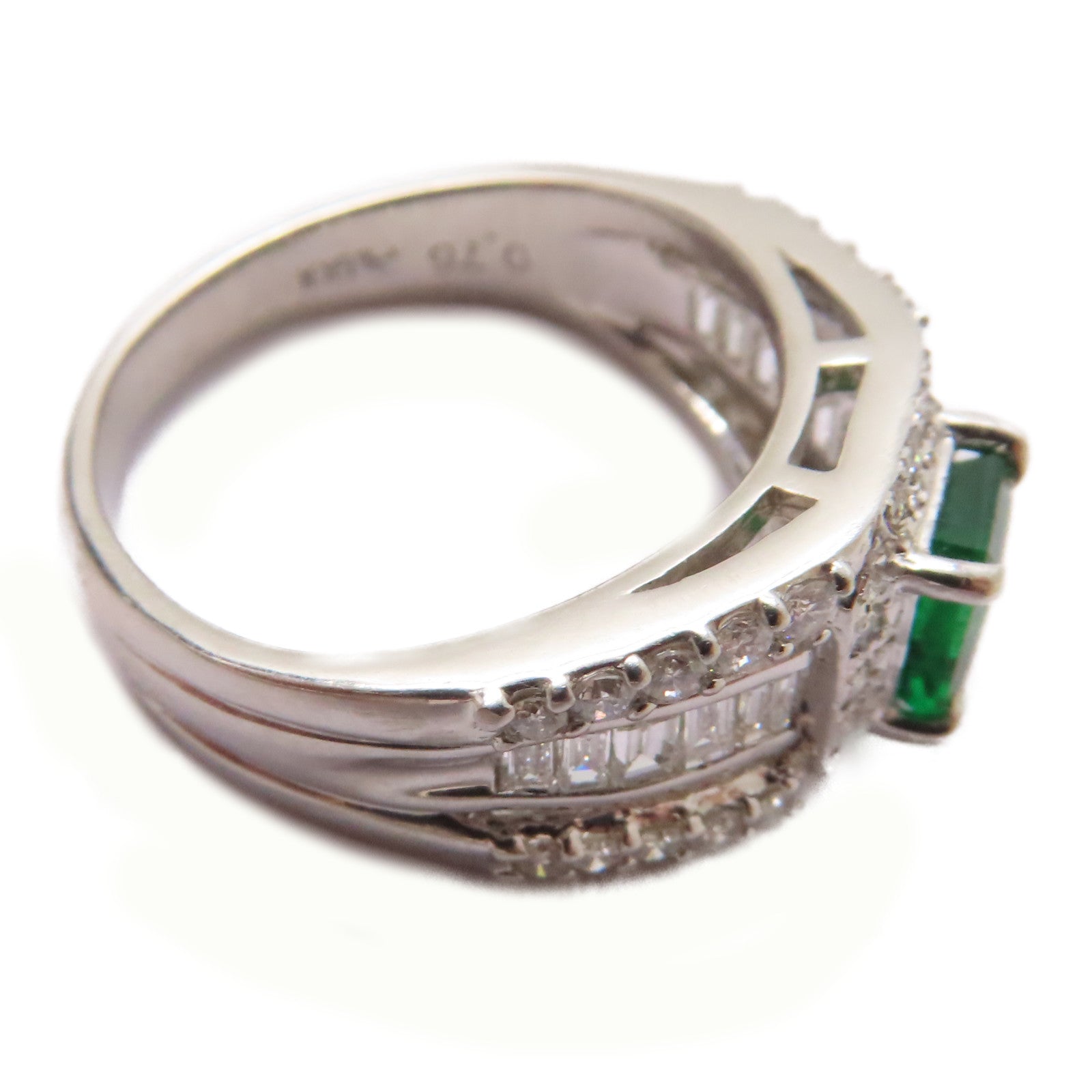 JEWELRY PT900鉑金Emerald/Diamond Ring 0.76ct綠寶石/0.71ct鑽石戒指US#6