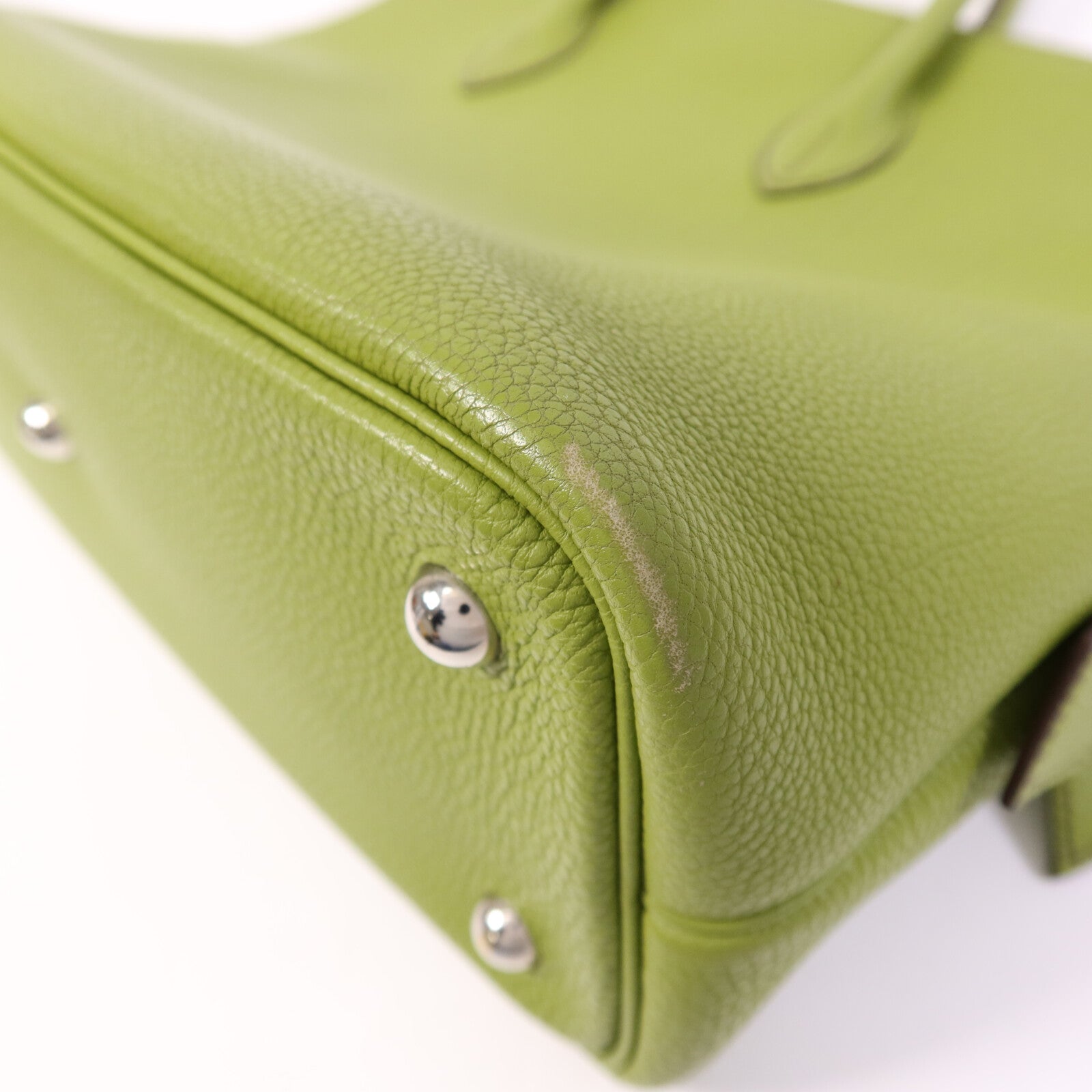 HERMES Togo皮革Bolide1923 30銀扣手挽袋Vert Anis