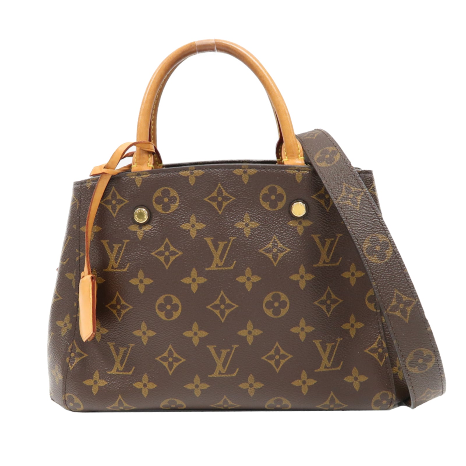 LOUIS VUITTON Monogram Montaigne BB金扣手挽肩背兩用袋啡色