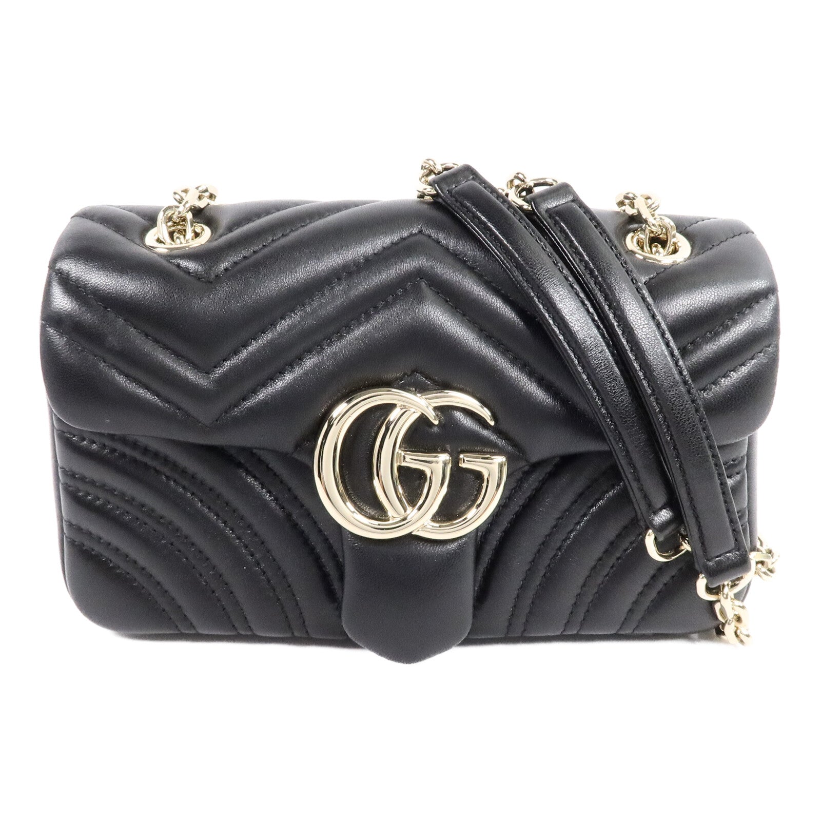 GUCCI 牛皮皮革GG Marmont鏈帶肩背袋