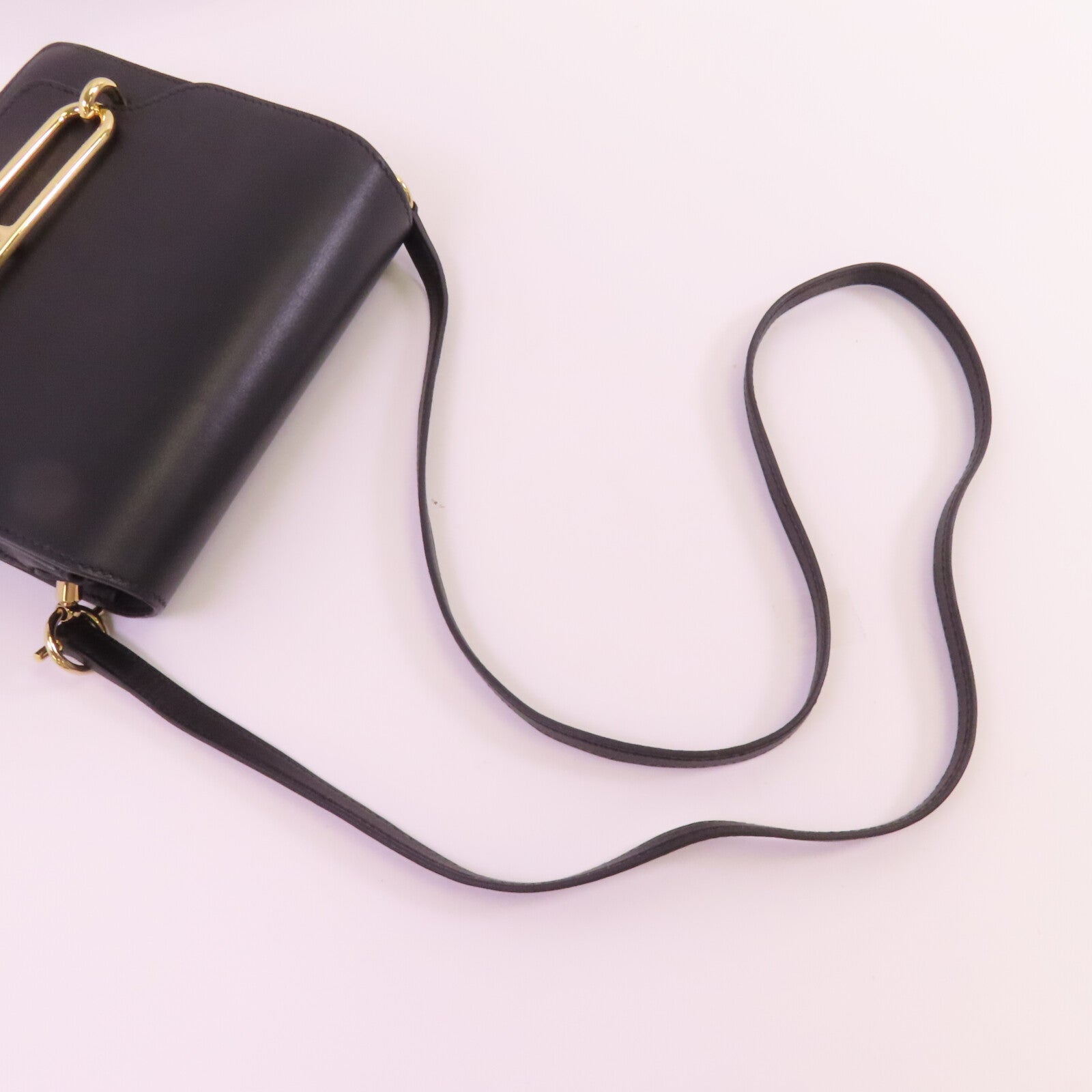 HERMES Allegro皮革Roulis Mini金扣肩背袋Noir