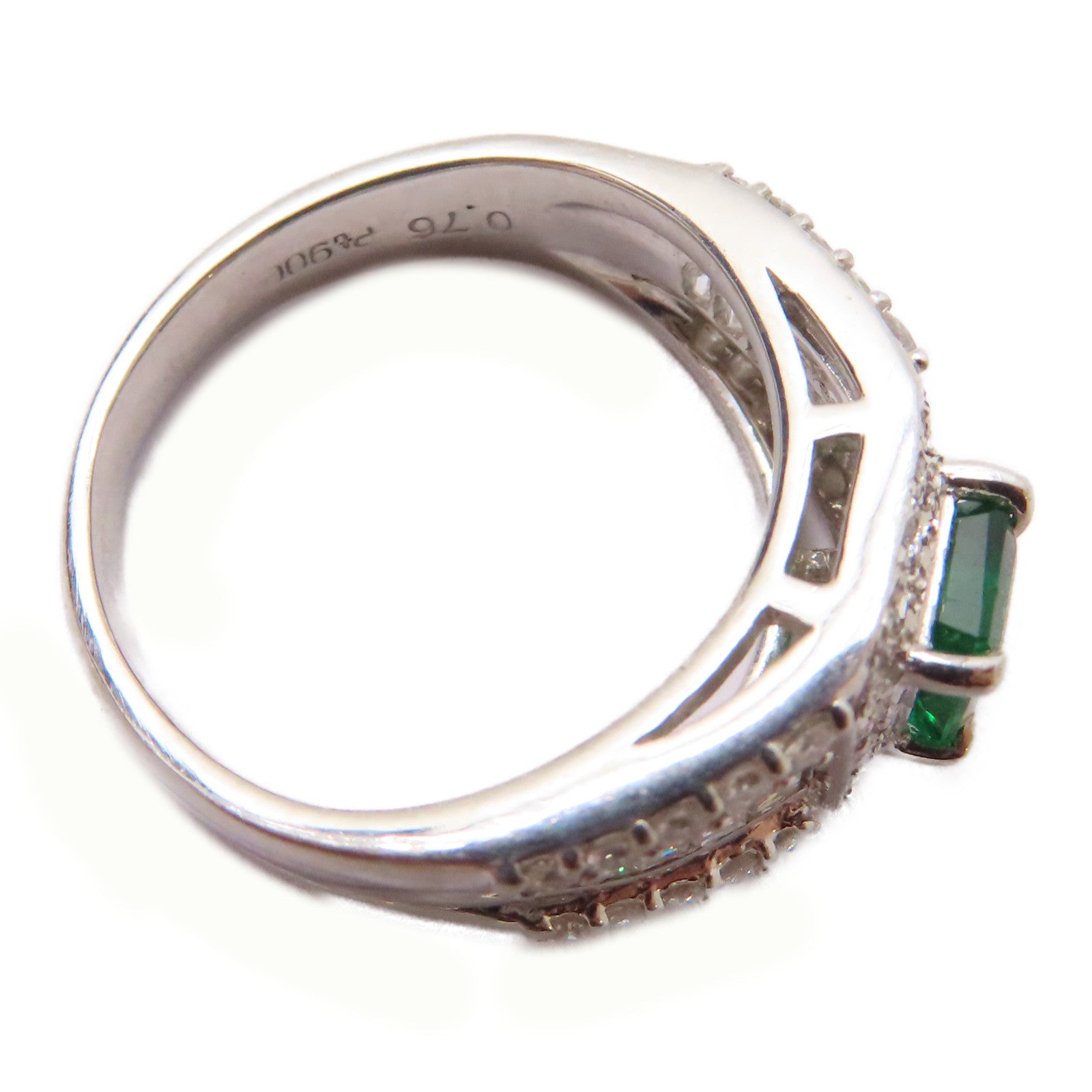 JEWELRY PT900鉑金Emerald/Diamond Ring 0.76ct綠寶石/0.71ct鑽石戒指US#6