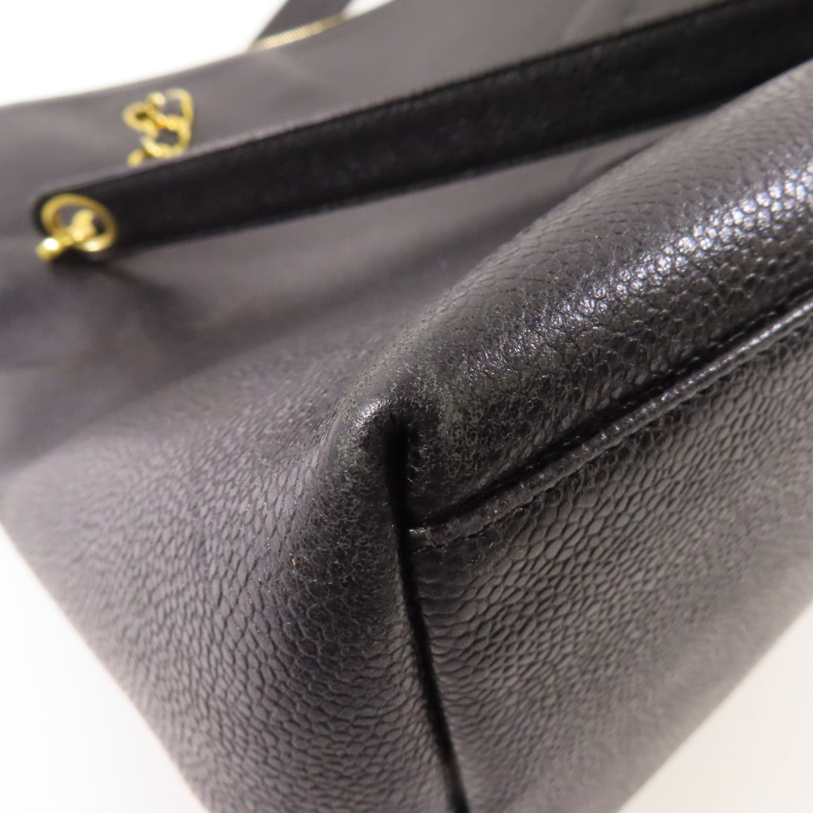 CHANEL 牛皮皮革Vintage Chain Shoulder Tote金扣鏈帶肩背袋/手挽袋
