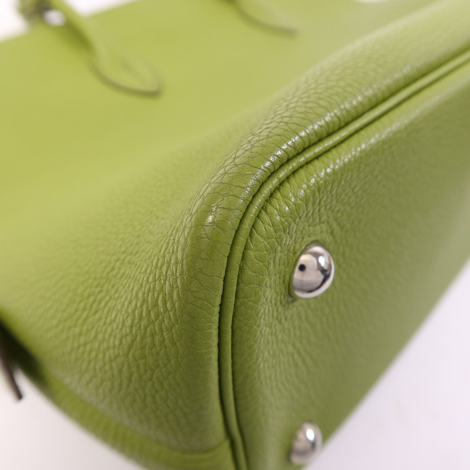HERMES Togo皮革Bolide1923 30銀扣手挽袋Vert Anis