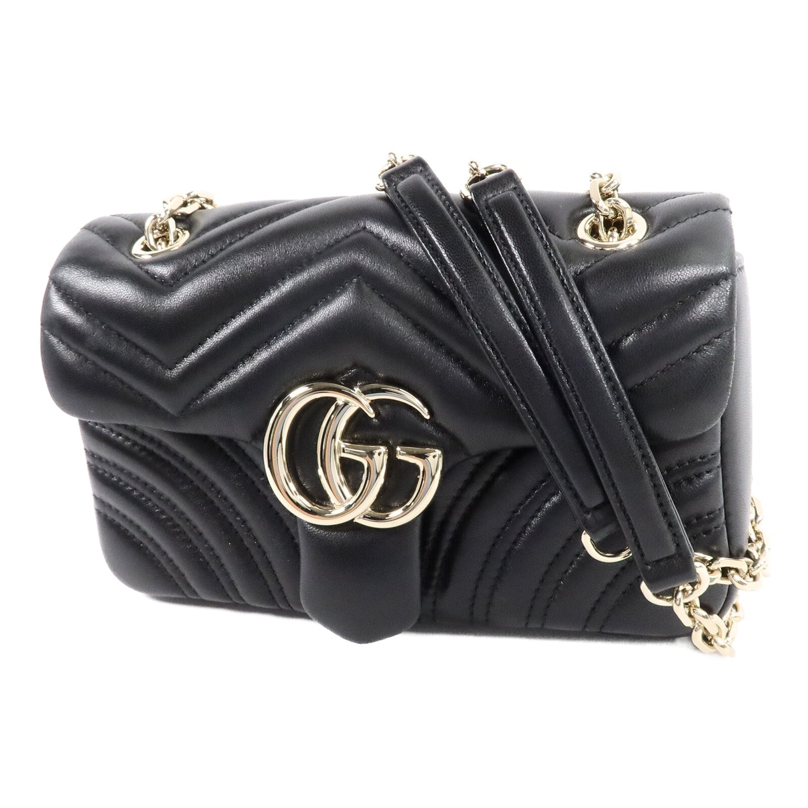 GUCCI 牛皮皮革GG Marmont鏈帶肩背袋