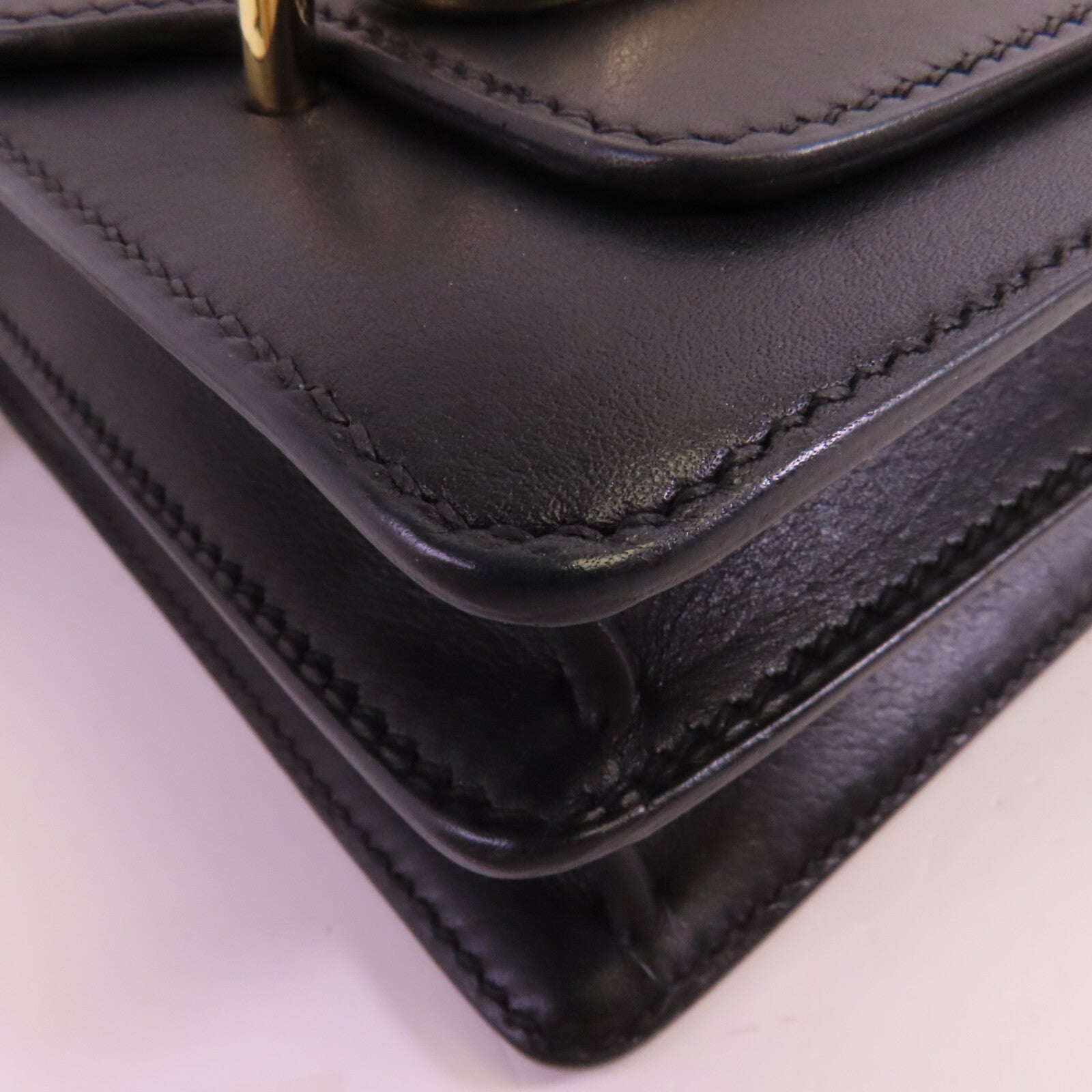 HERMES Allegro皮革Roulis Mini金扣肩背袋Noir