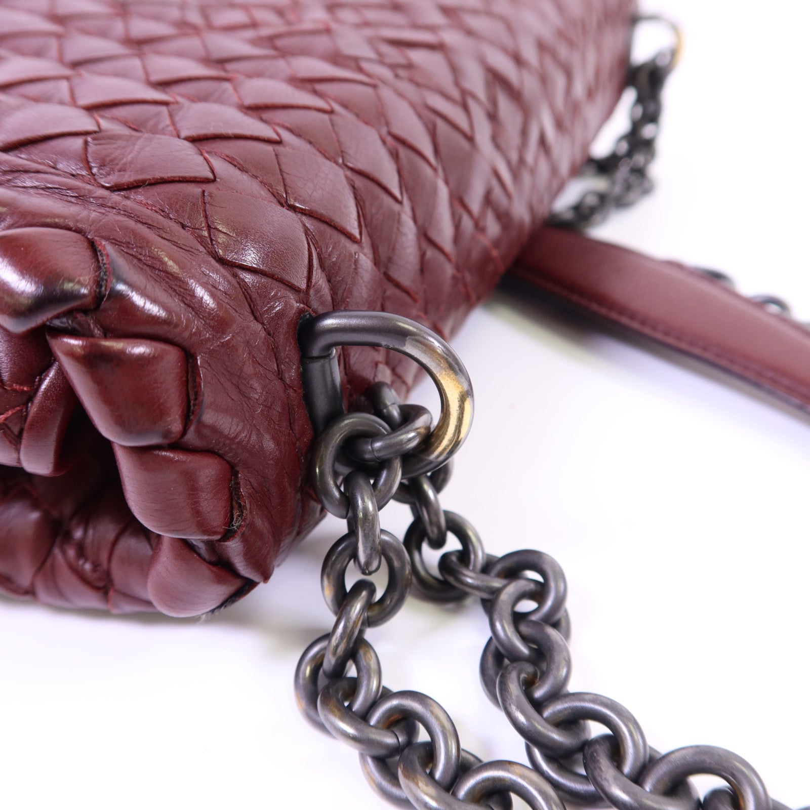 BOTTEGA VENETA 【激減優惠】織紋皮革Shoulder Bag鏈帶肩背袋