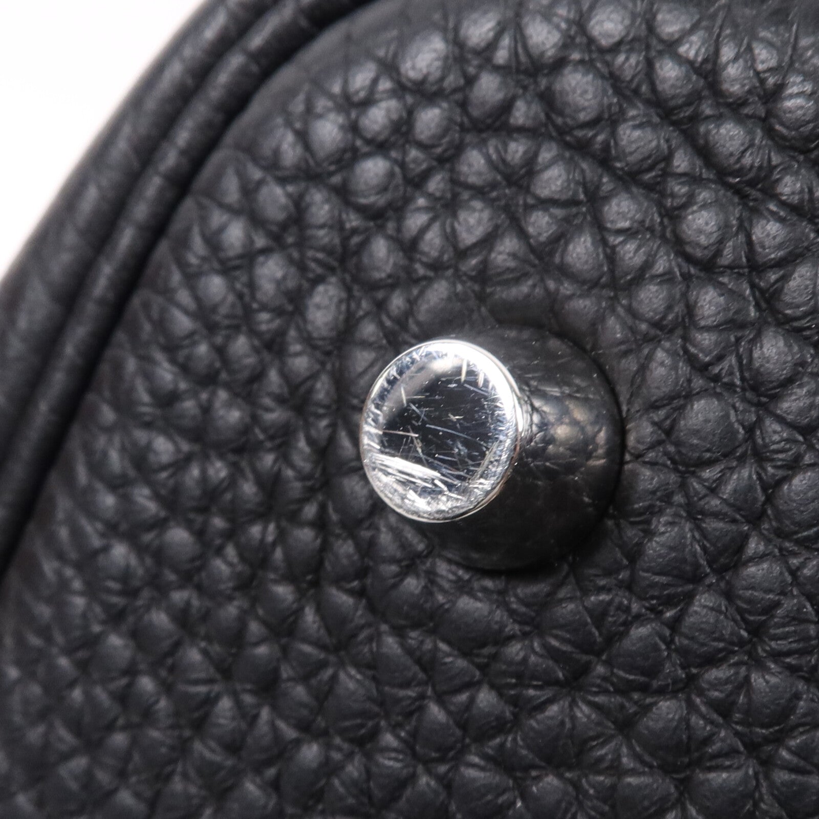 HERMES Clemence皮革Picotin MM銀扣手挽袋Noir