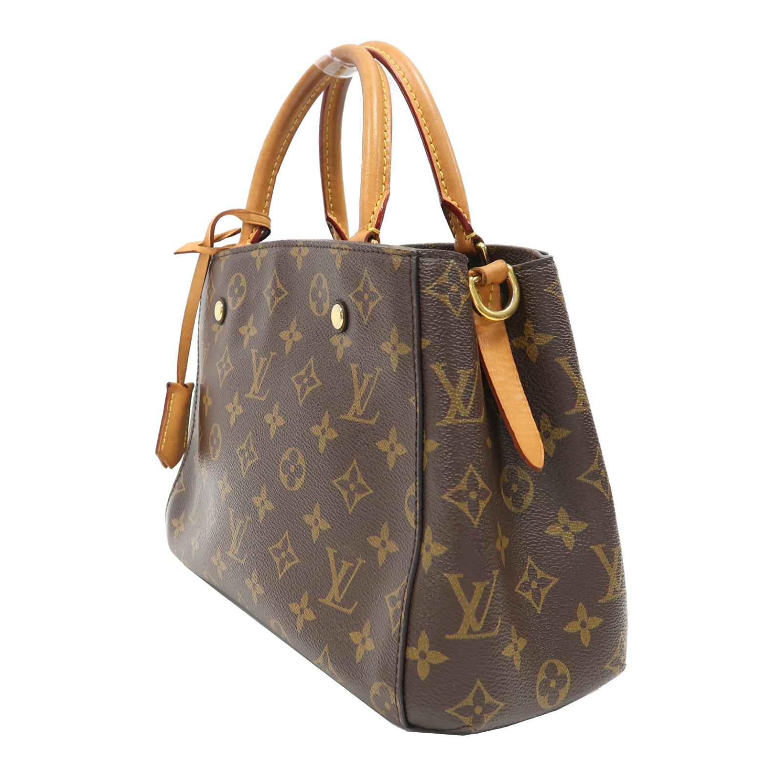 LOUIS VUITTON Monogram Montaigne BB金扣手挽肩背兩用袋啡色