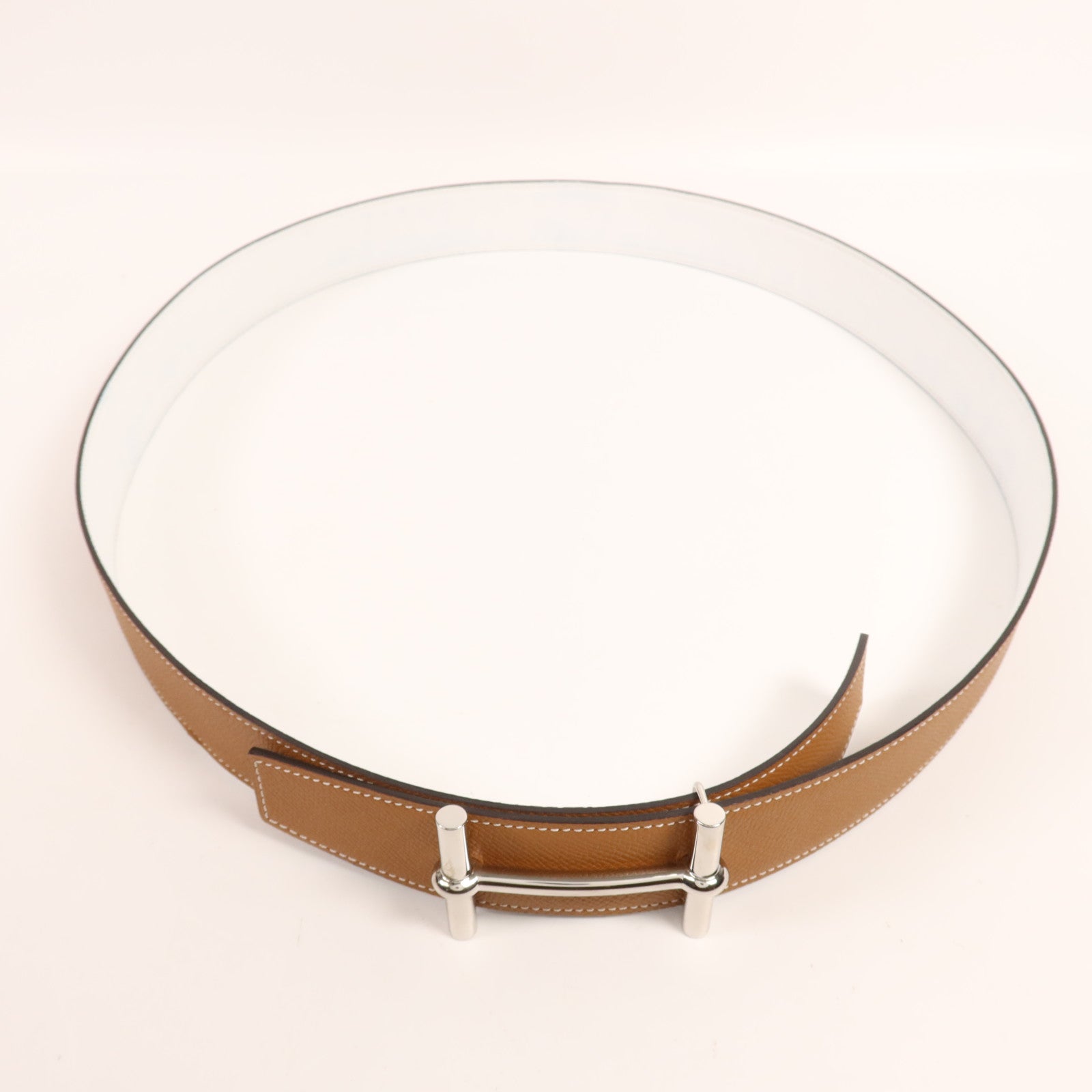 HERMES Epsom皮革Belt 110銀扣皮帶Gold