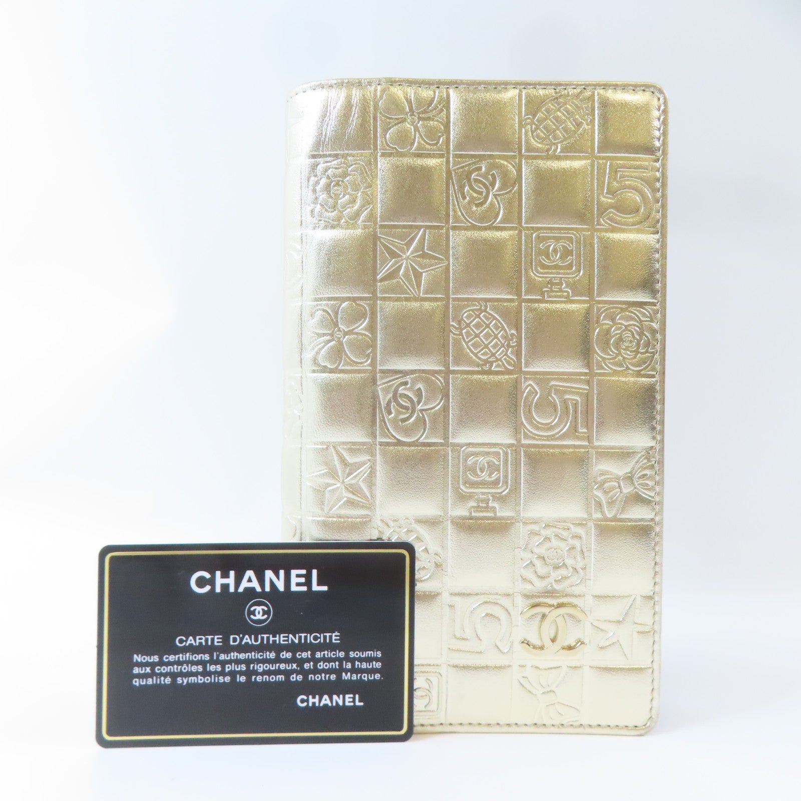 CHANEL 【激減優惠】羊皮皮革Long Wallet金扣長錢包金色