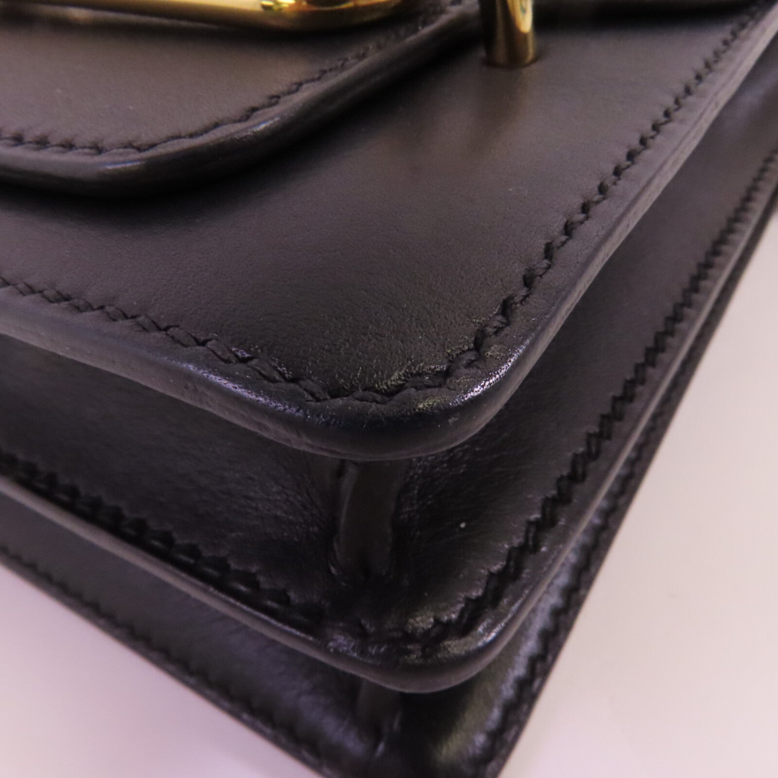 HERMES Allegro皮革Roulis Mini金扣肩背袋Noir