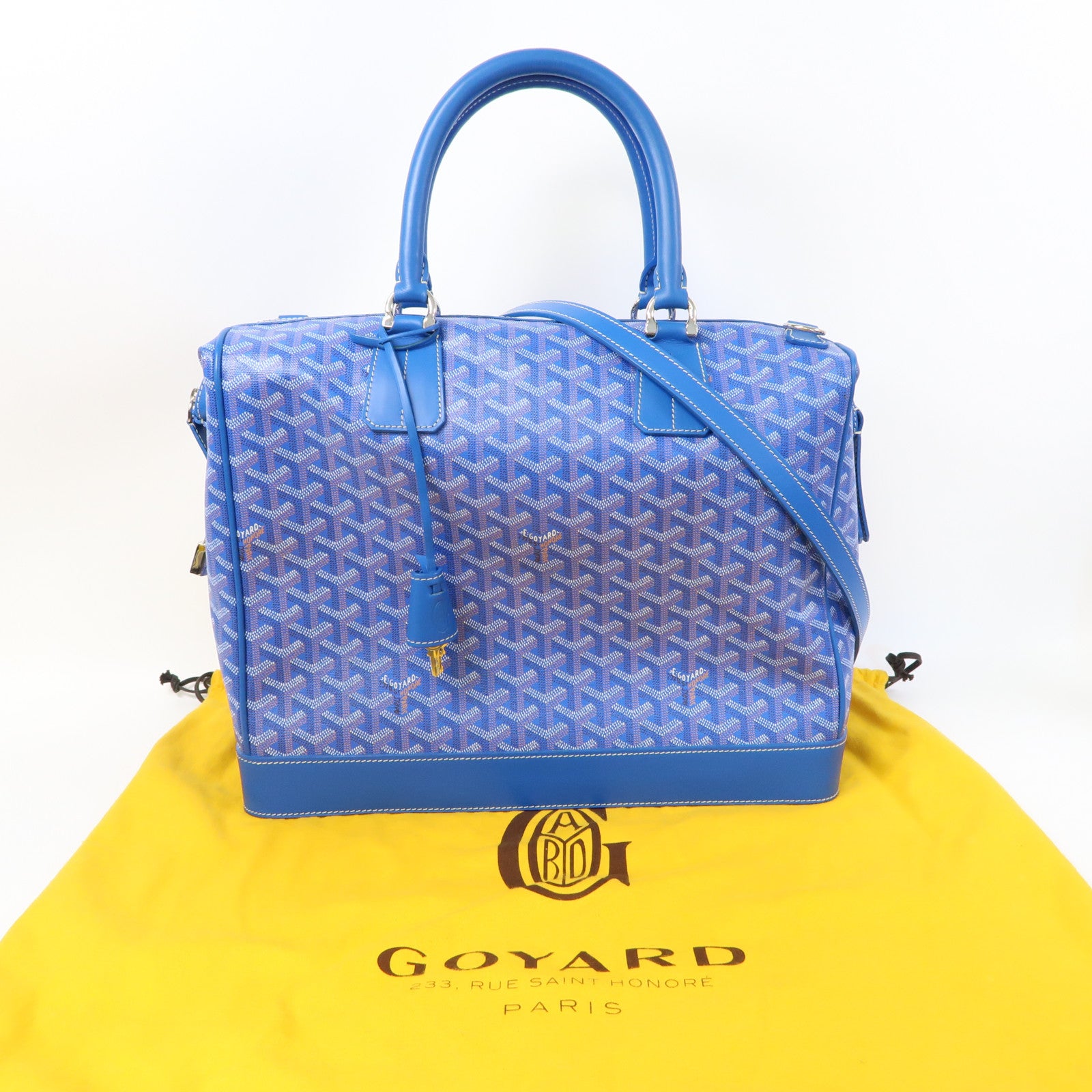 GOYARD 塗層帆布2Way Shoulder Bag銀扣手挽肩背兩用袋藍色