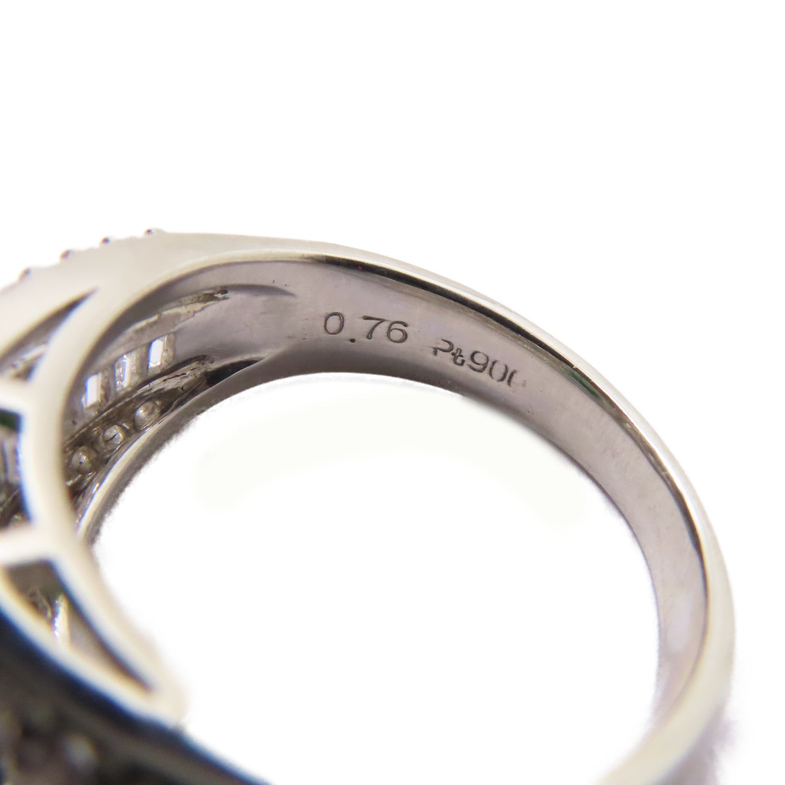 JEWELRY PT900鉑金Emerald/Diamond Ring 0.76ct綠寶石/0.71ct鑽石戒指US#6