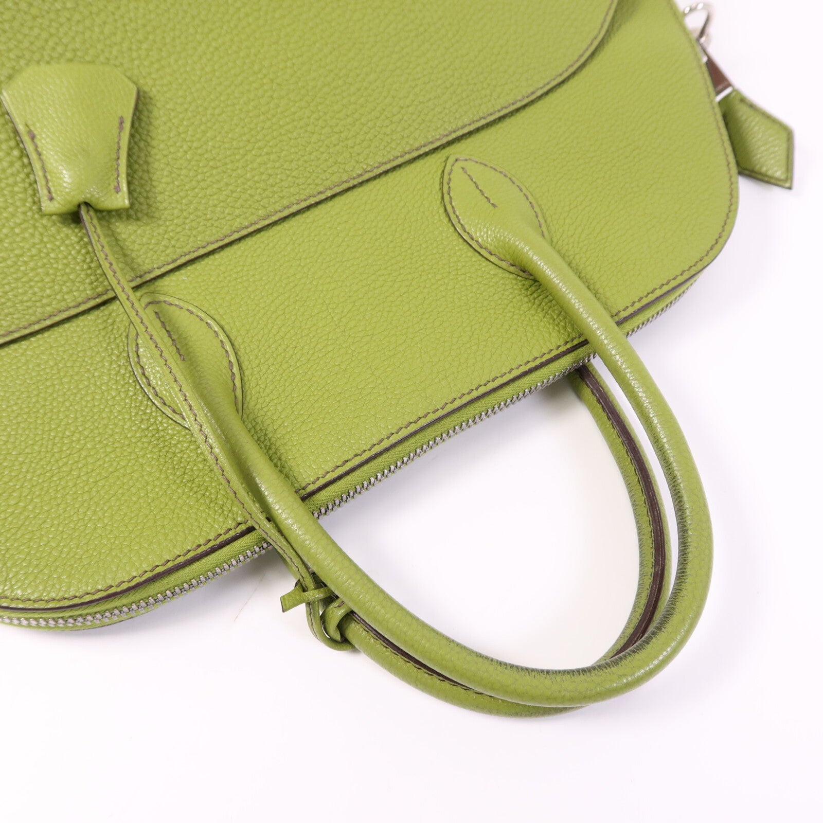 HERMES Togo皮革Bolide1923 30銀扣手挽袋Vert Anis