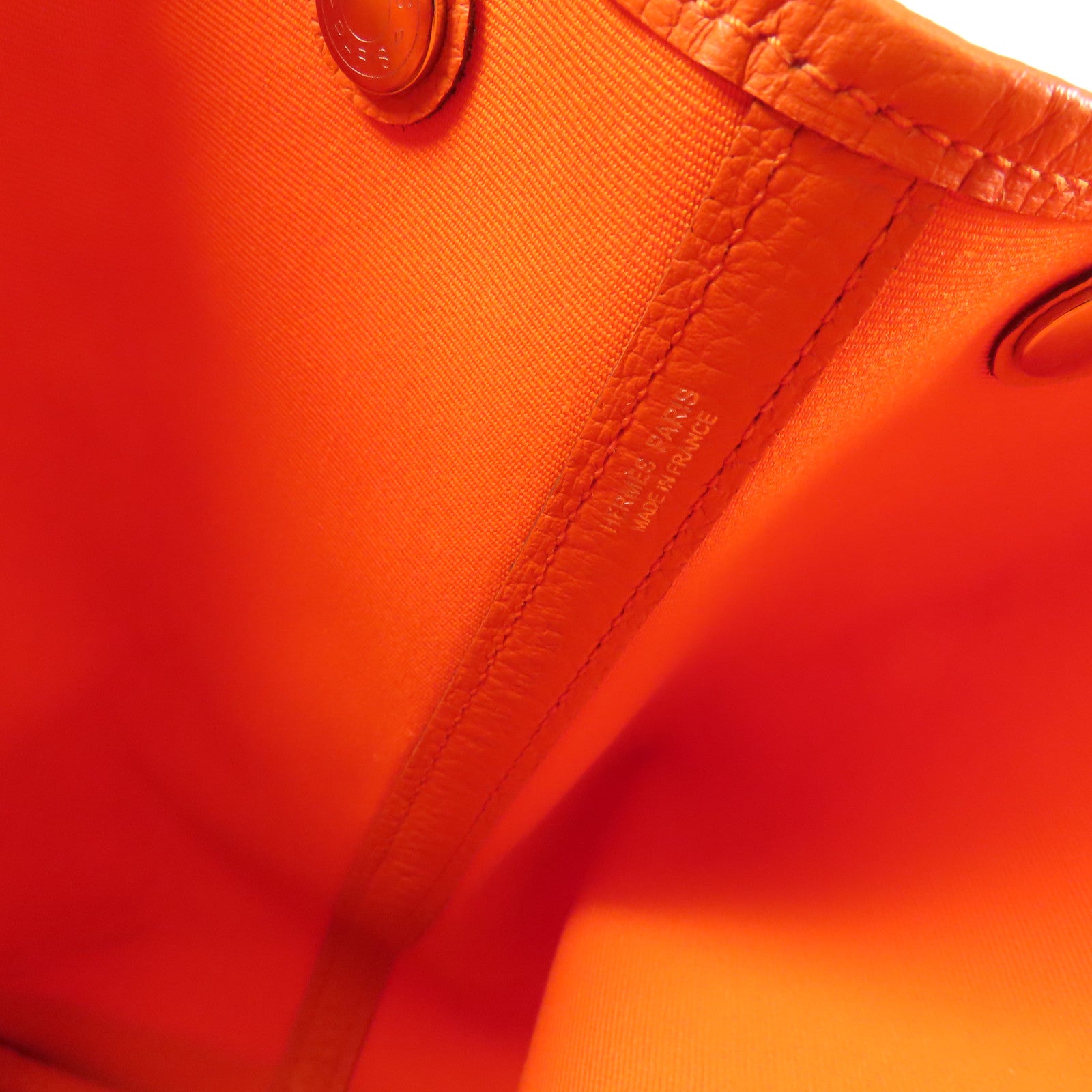 HERMES 帆布Garden Party銀扣手挽袋Orange