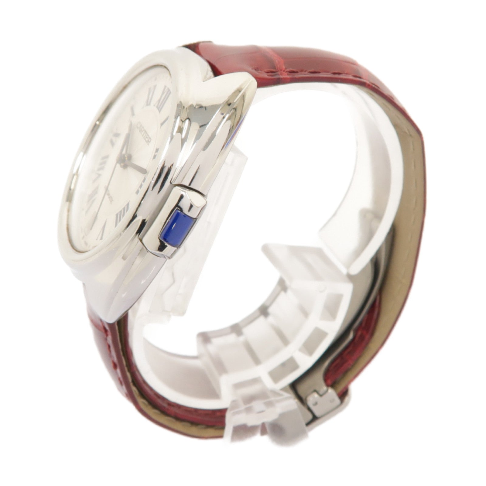 CARTIER Cartier Cle De Cartier不鏽鋼/鱷魚皮革手錶自動機芯白色