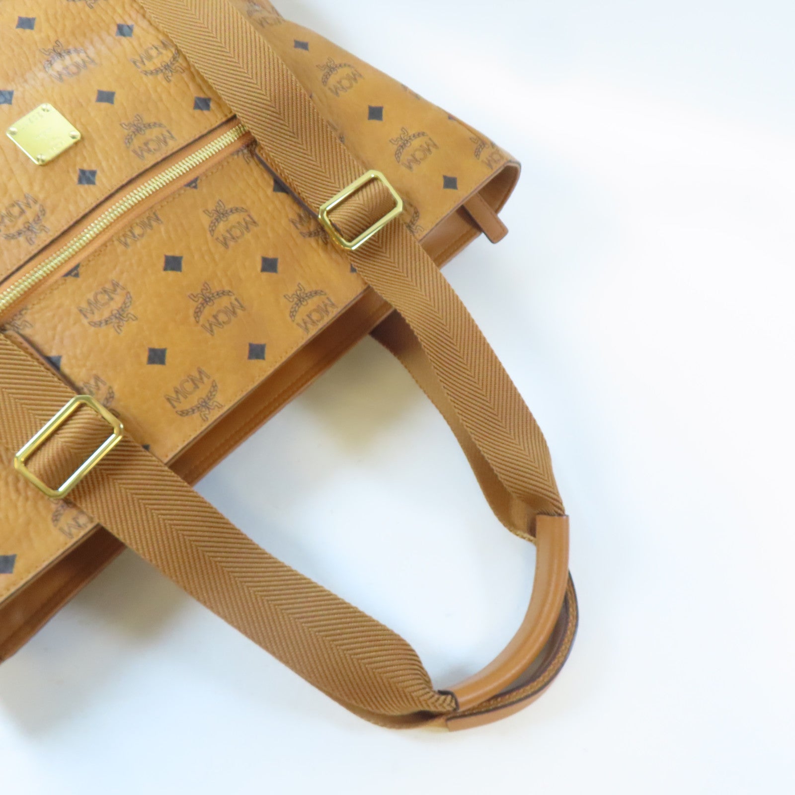 MCM 皮革Tote Bag金扣手挽袋啡色