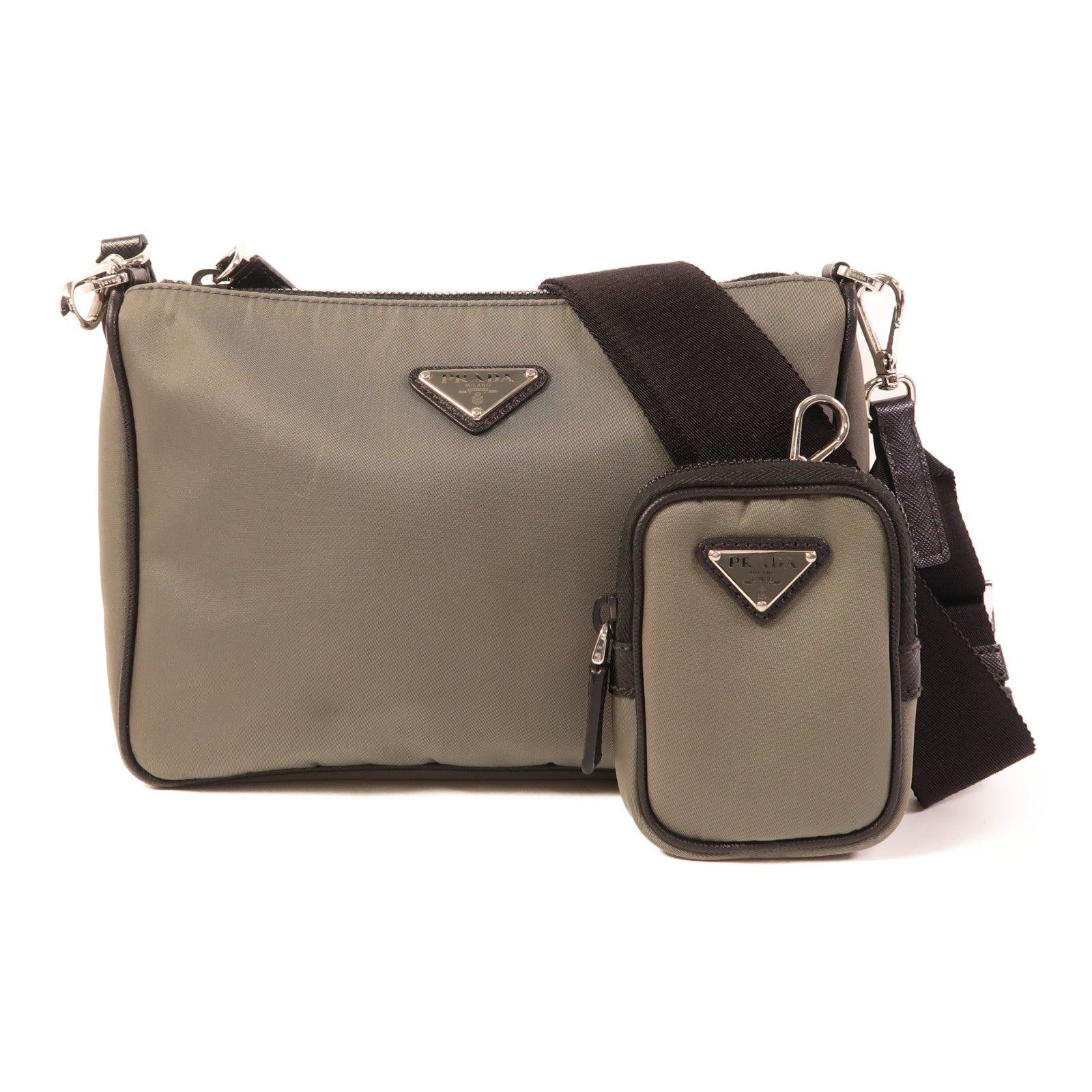 PRADA 尼龍Shoulder Bag銀扣肩背袋