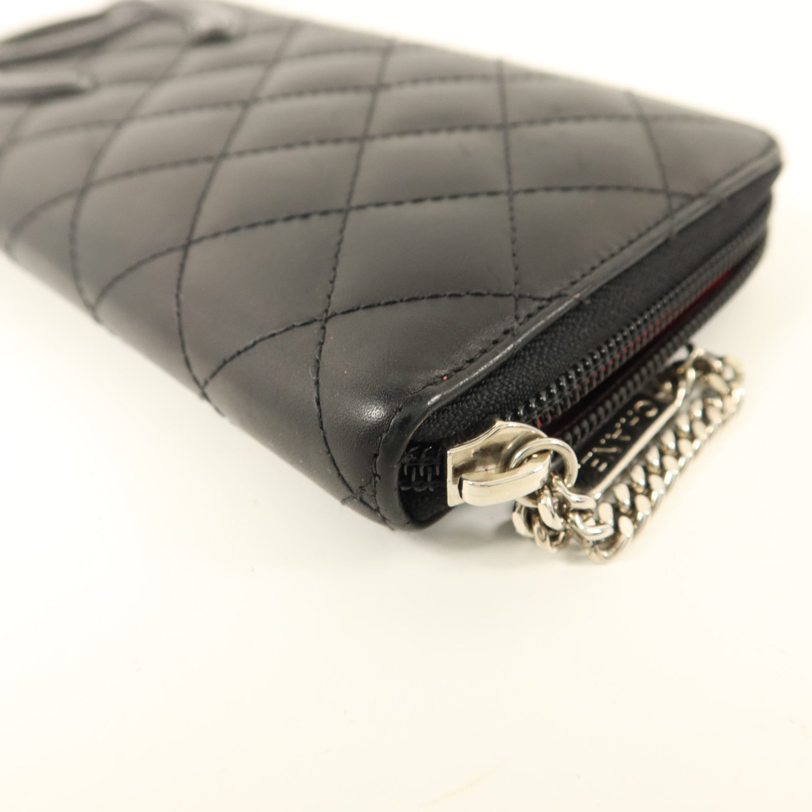 CHANEL 牛皮皮革Cambon Long Round Wallet銀扣長錢包