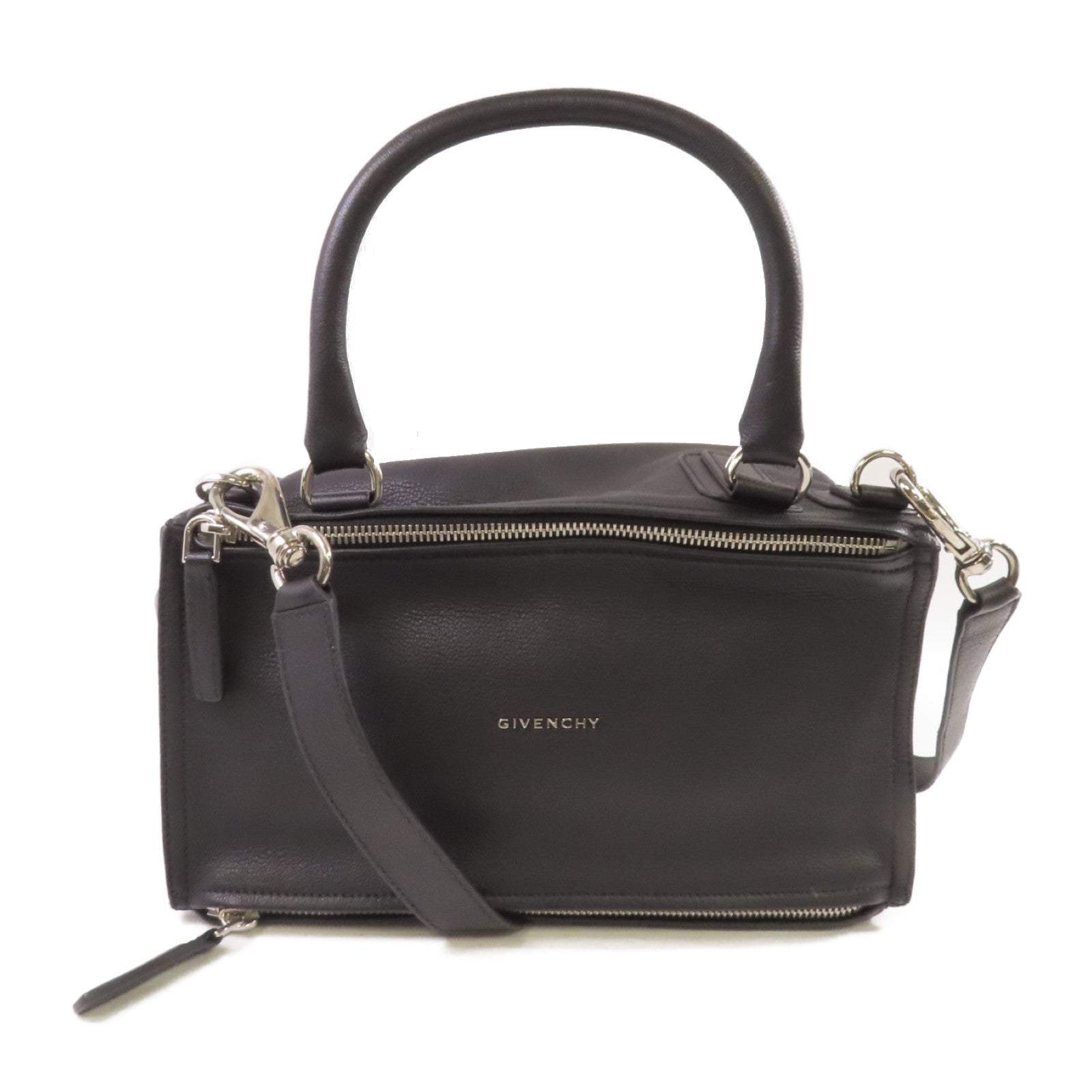 GIVENCHY 【激減優惠】牛皮皮革Pandora 2Way Shoulder Bag銀扣手挽肩背袋兩用袋黑色