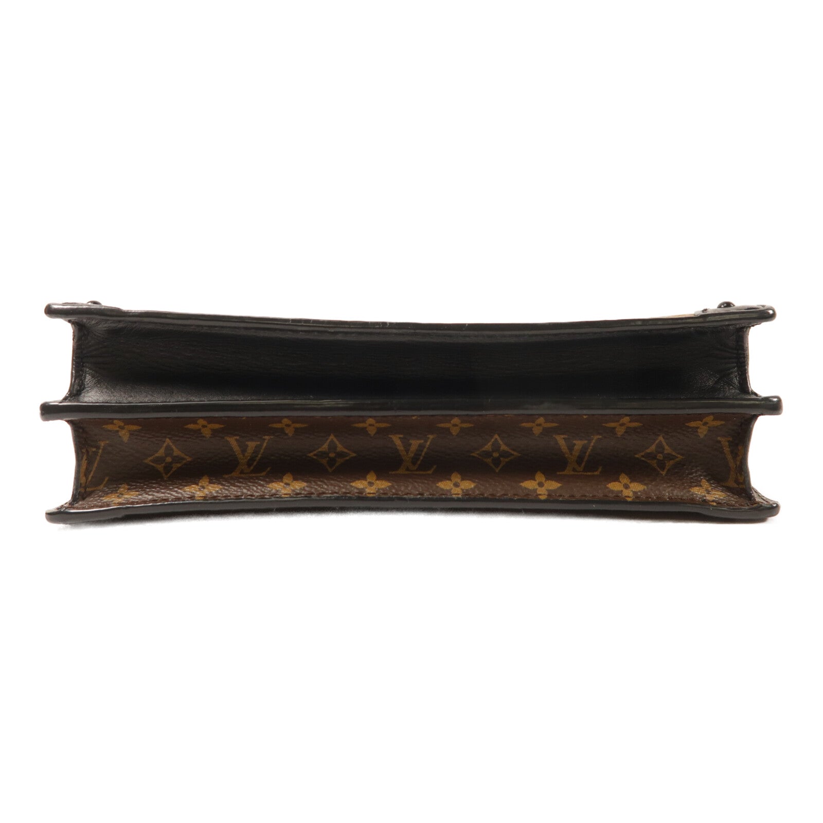 LOUIS VUITTON Monogram Reverse Trunk Clutch金扣肩背袋棕色