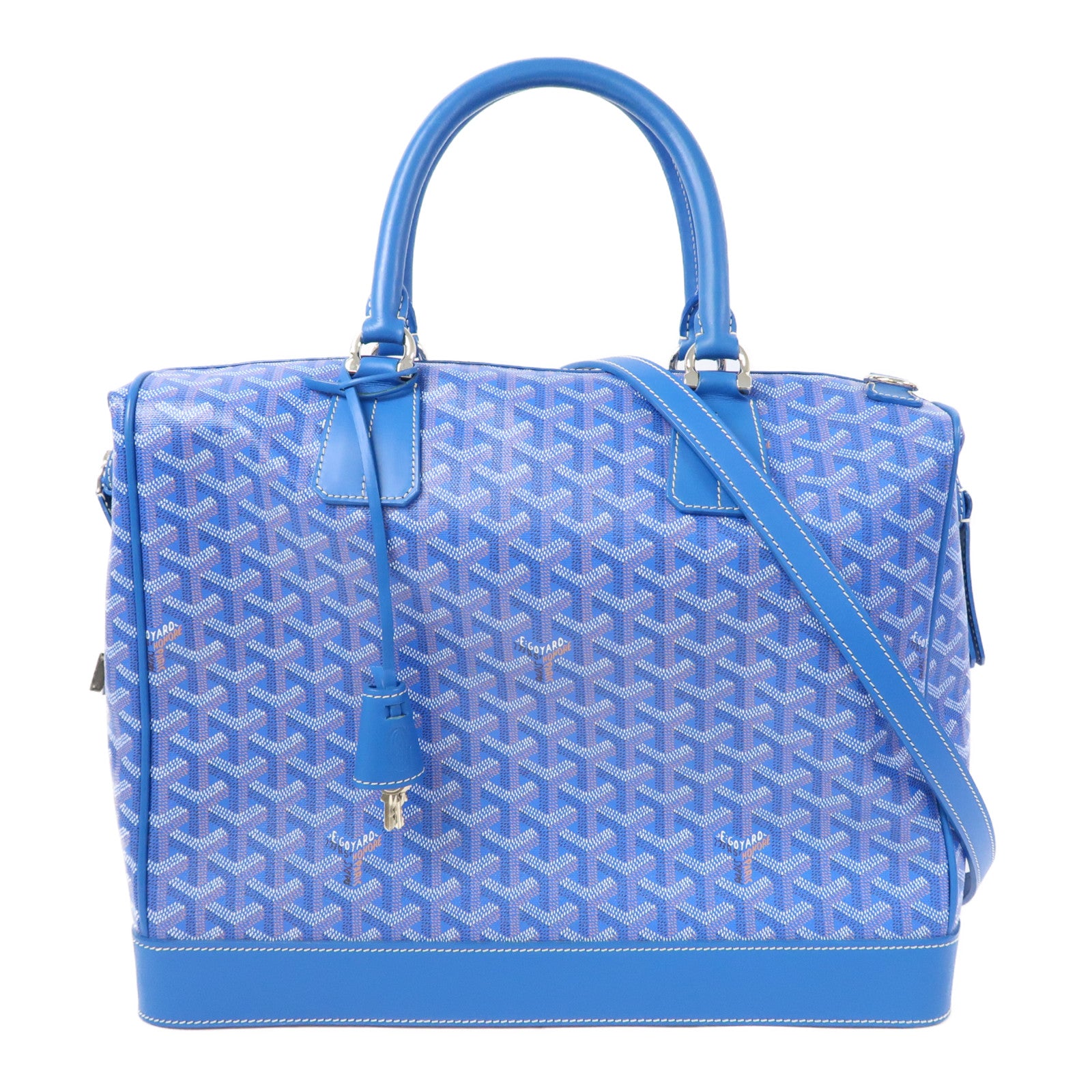 GOYARD 塗層帆布2Way Shoulder Bag銀扣手挽肩背兩用袋藍色