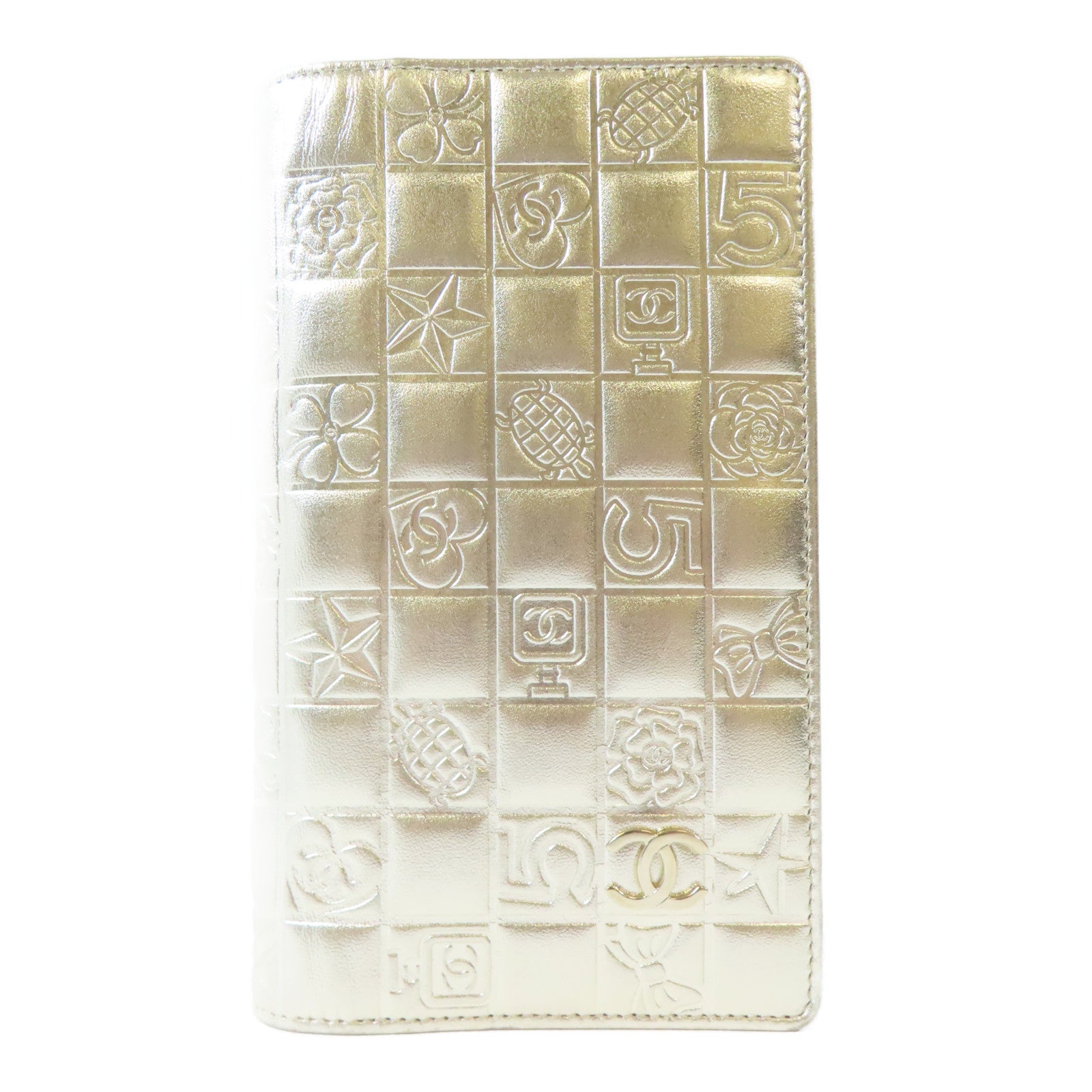 CHANEL 【激減優惠】羊皮皮革Long Wallet金扣長錢包金色