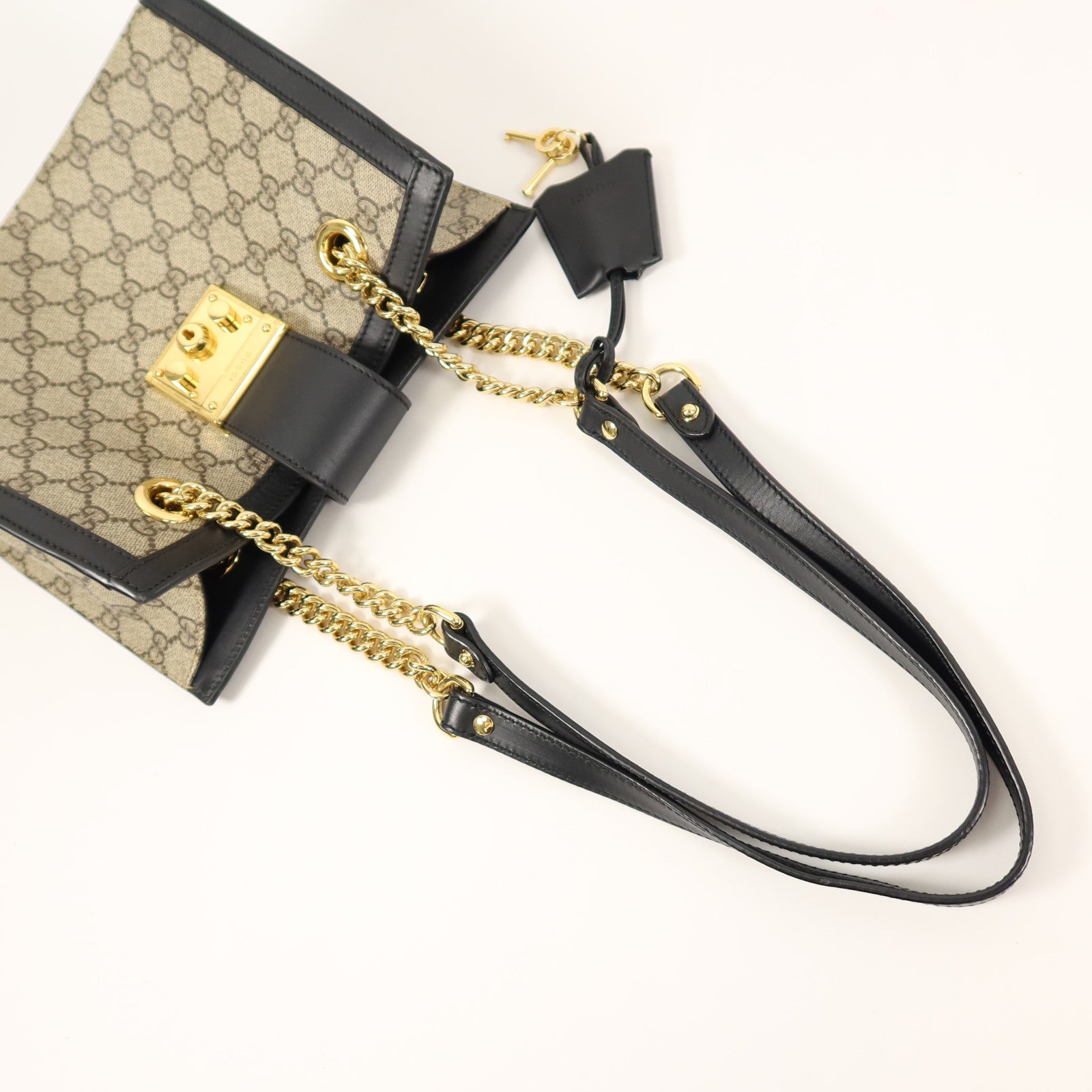 GUCCI 塗層帆布Padlock Small鏈帶肩背袋