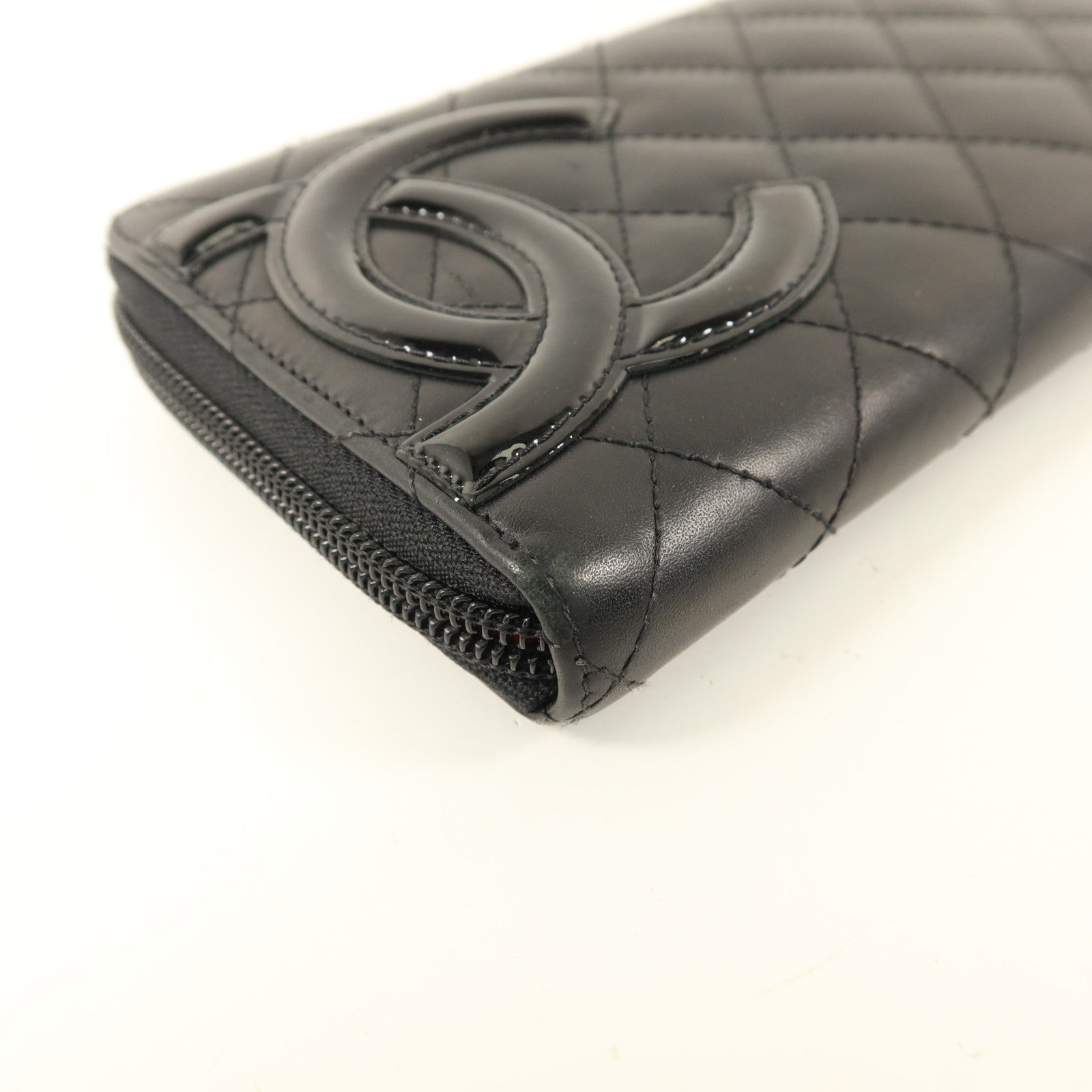 CHANEL 牛皮皮革Cambon Long Round Wallet銀扣長錢包