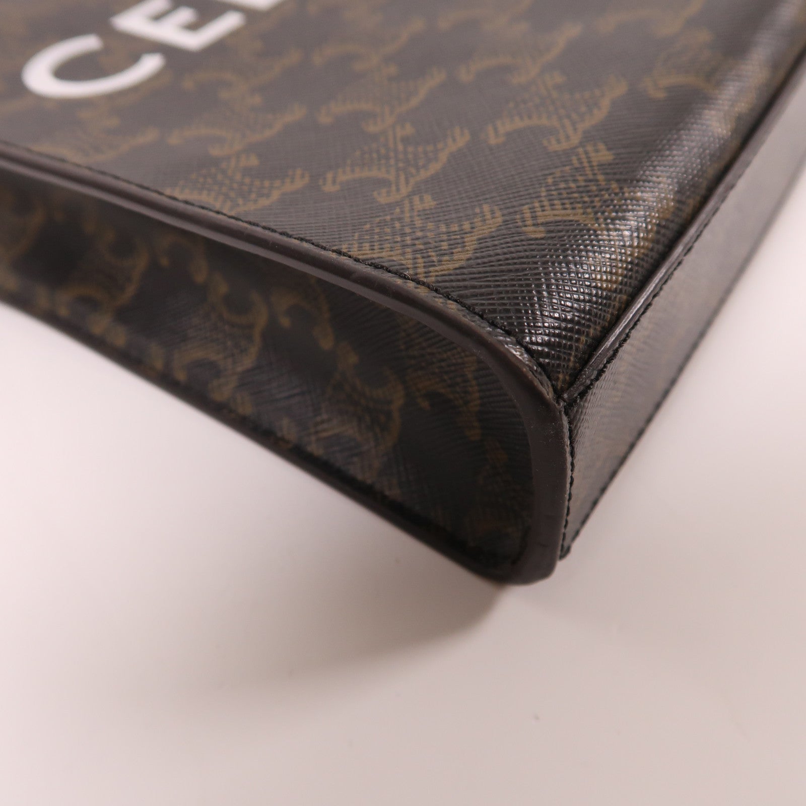 CELINE 塗層帆布Triomphe Cabas Mini金扣手挽肩背兩用袋啡色
