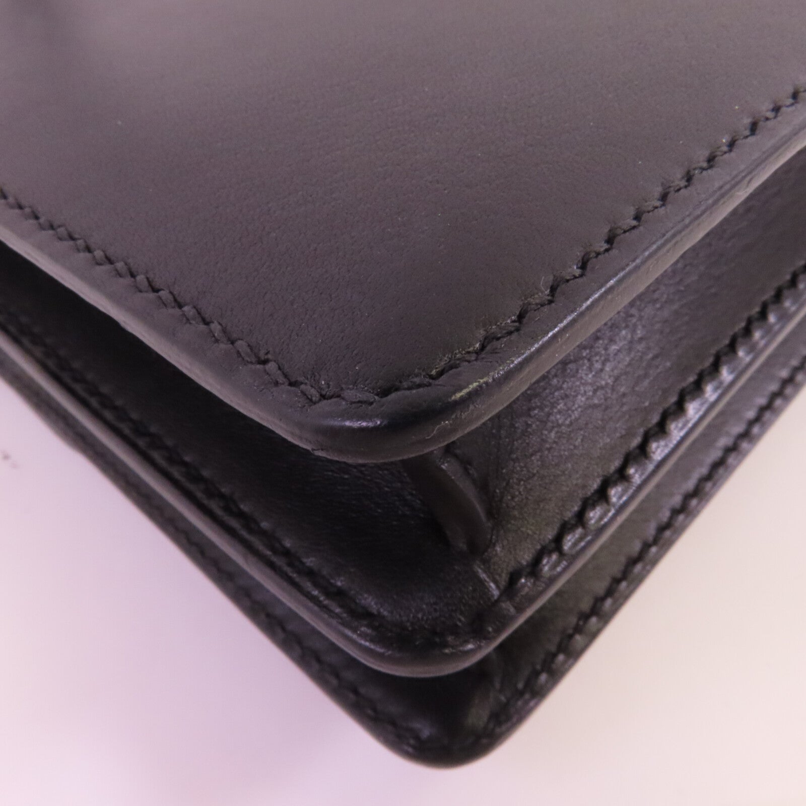 HERMES Allegro皮革Roulis Mini金扣肩背袋Noir